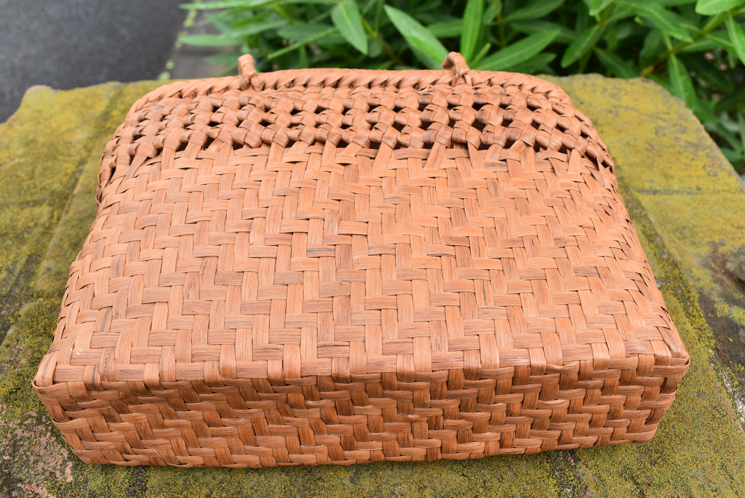 山葡萄(やまぶどう)籠バッグ | 3層四角花網代編み | 巾着と中布付き 