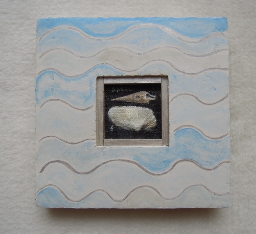 貝殻の絵と波模様の額 Iichi ハンドメイド クラフト作品 手仕事品の通販