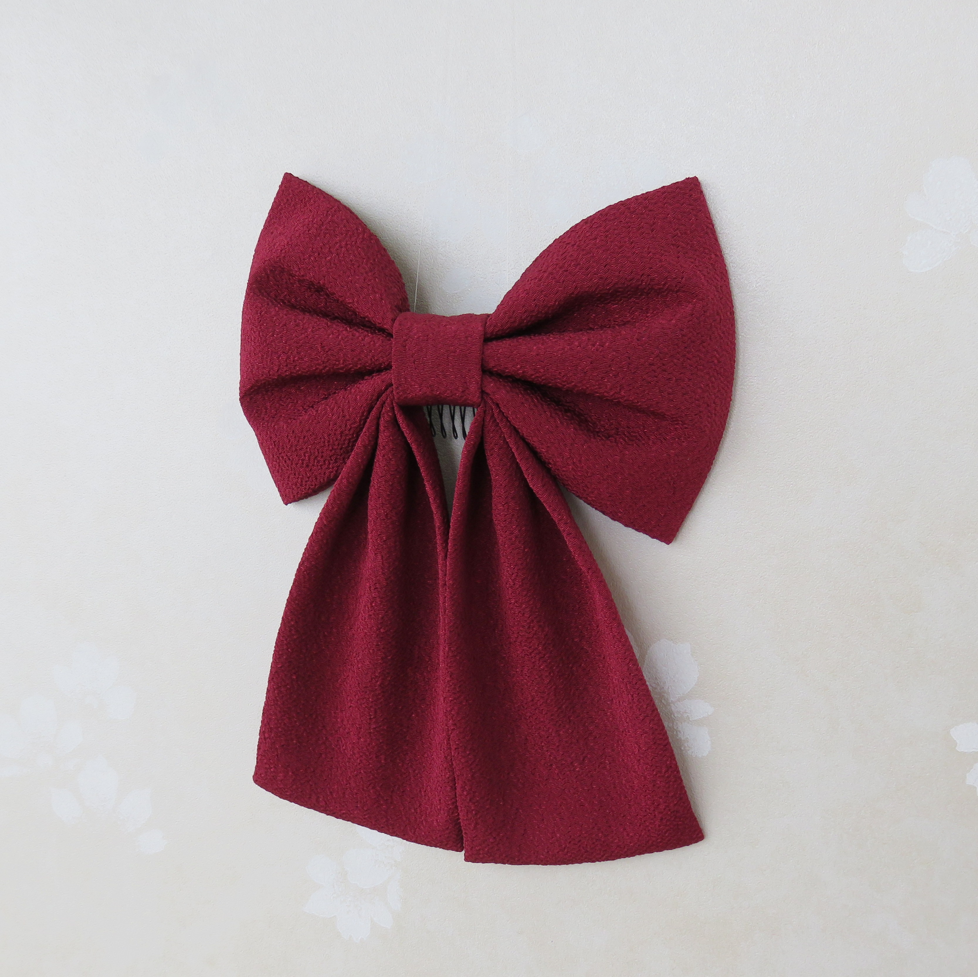 髪飾り 縮緬大リボンはいからさん エンジ 袴 着物 成人式 卒業式 七五三 Iichi ハンドメイド クラフト作品 手仕事品の通販