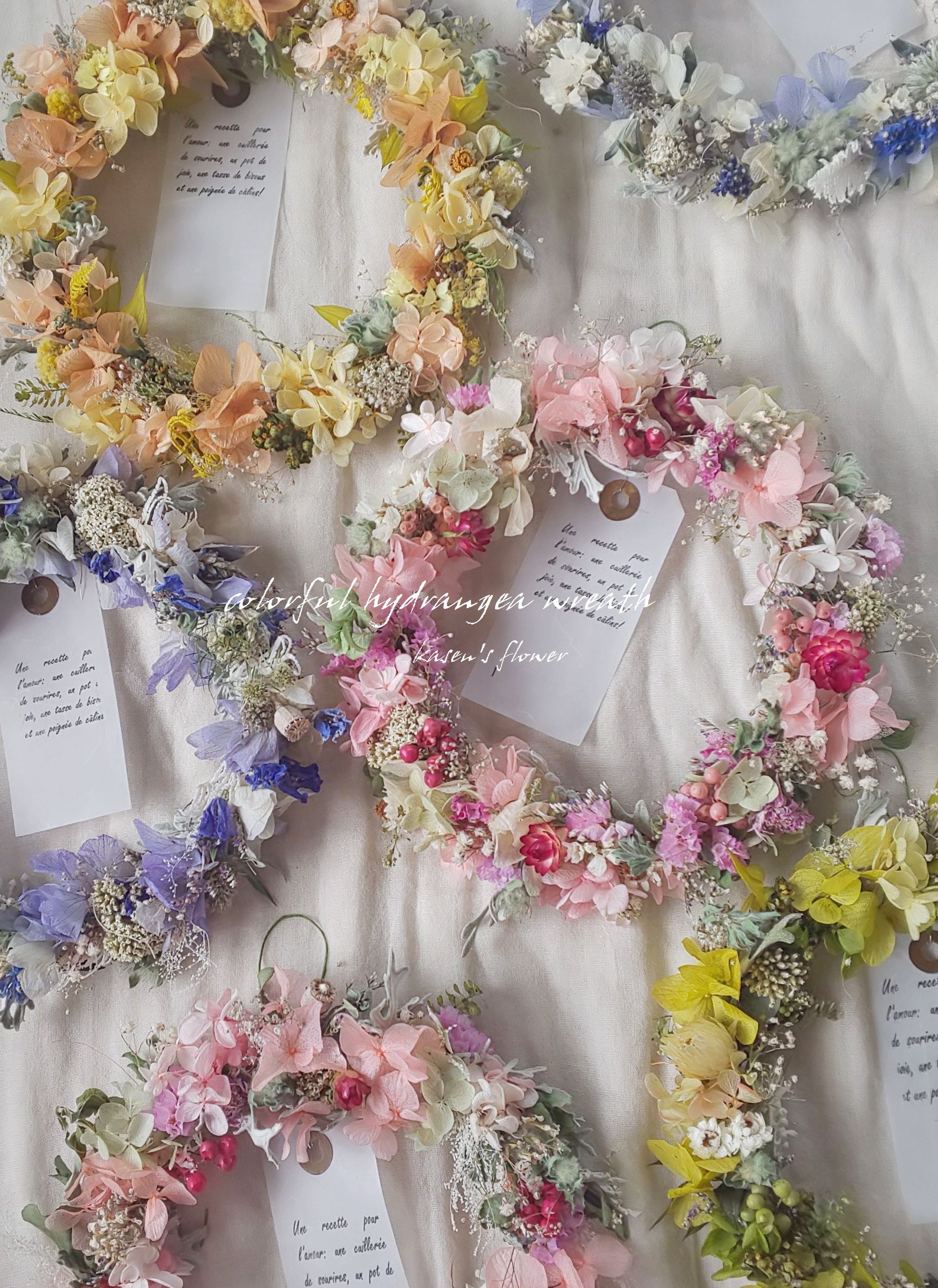 グリーンあじさいのスキニーリース 紫陽花 グリーンリース プリザーブドフラワー ドライフラワー Iichi ハンドメイド クラフト作品 手仕事品の通販