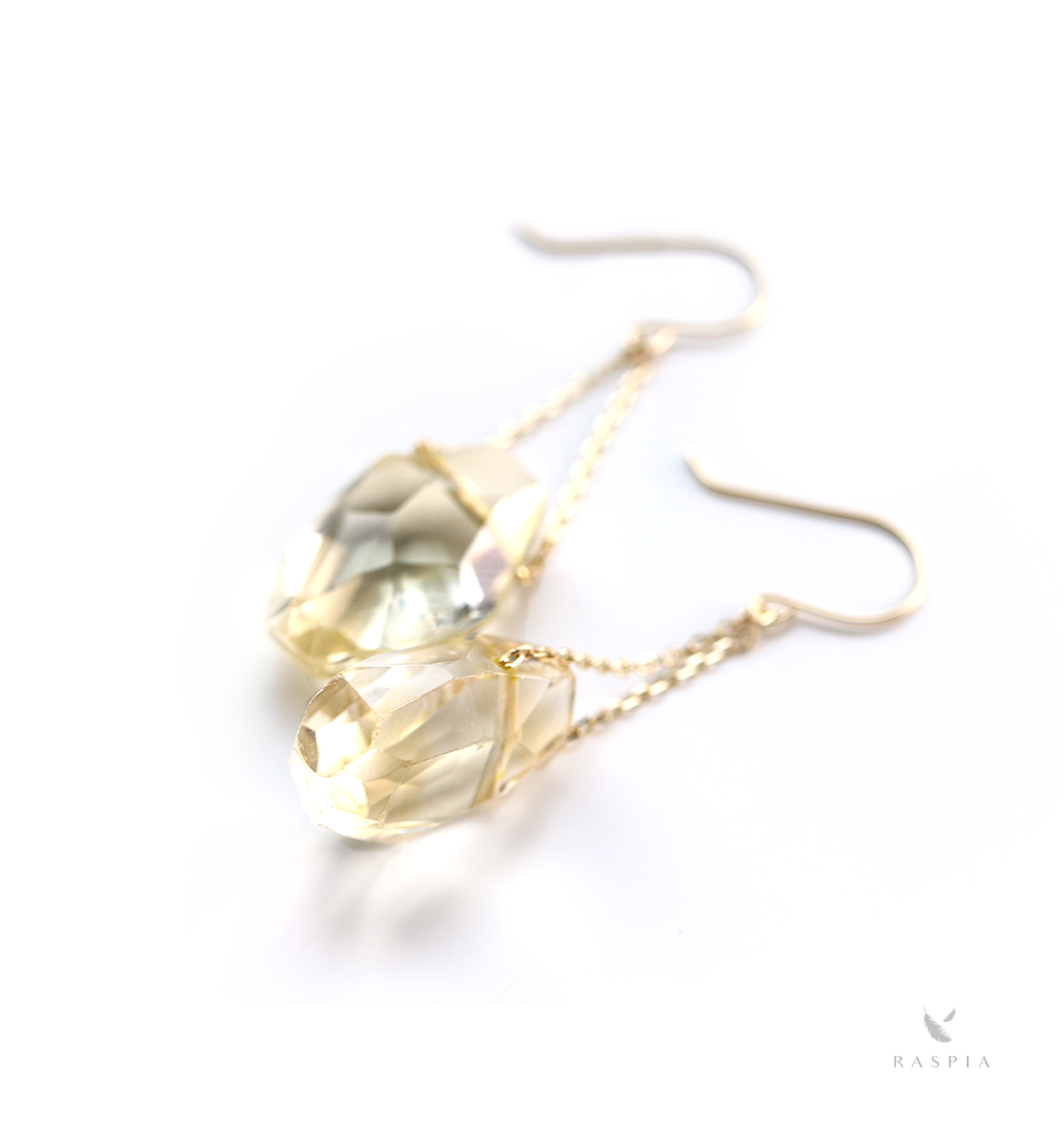 11月誕生石 K10 黄金の光 大粒シトリン タンブルカット フックピアス Espoir Iichi ハンドメイド クラフト作品 手仕事品の通販