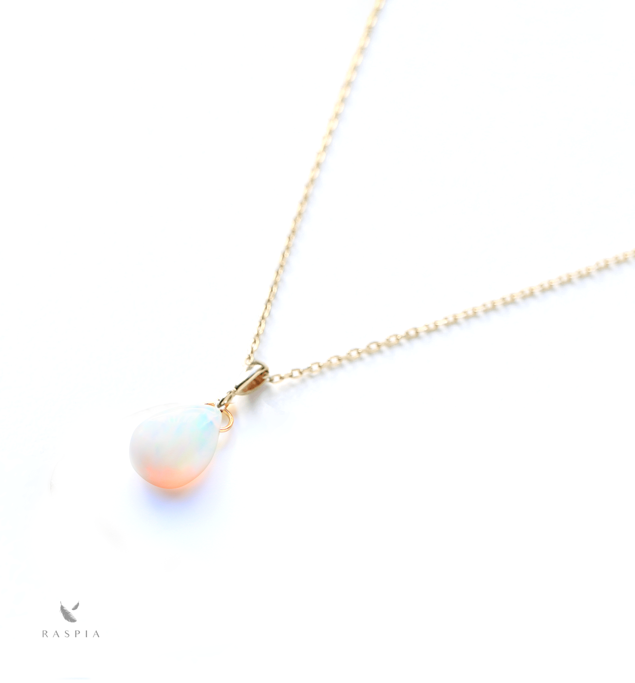 10月誕生石 K10 ホワイトプレシャスオパール ネックレスチャーム