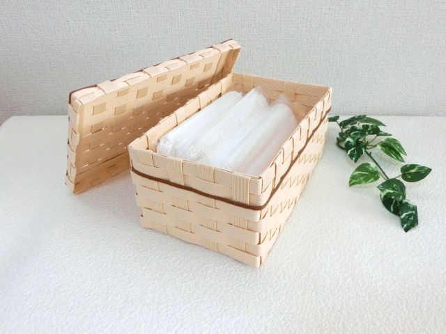 クラフトカゴ 箱マスク保管カゴ ペットシーツ収納 ナチュラルベージュ色 Iichi ハンドメイド クラフト作品 手仕事品の通販