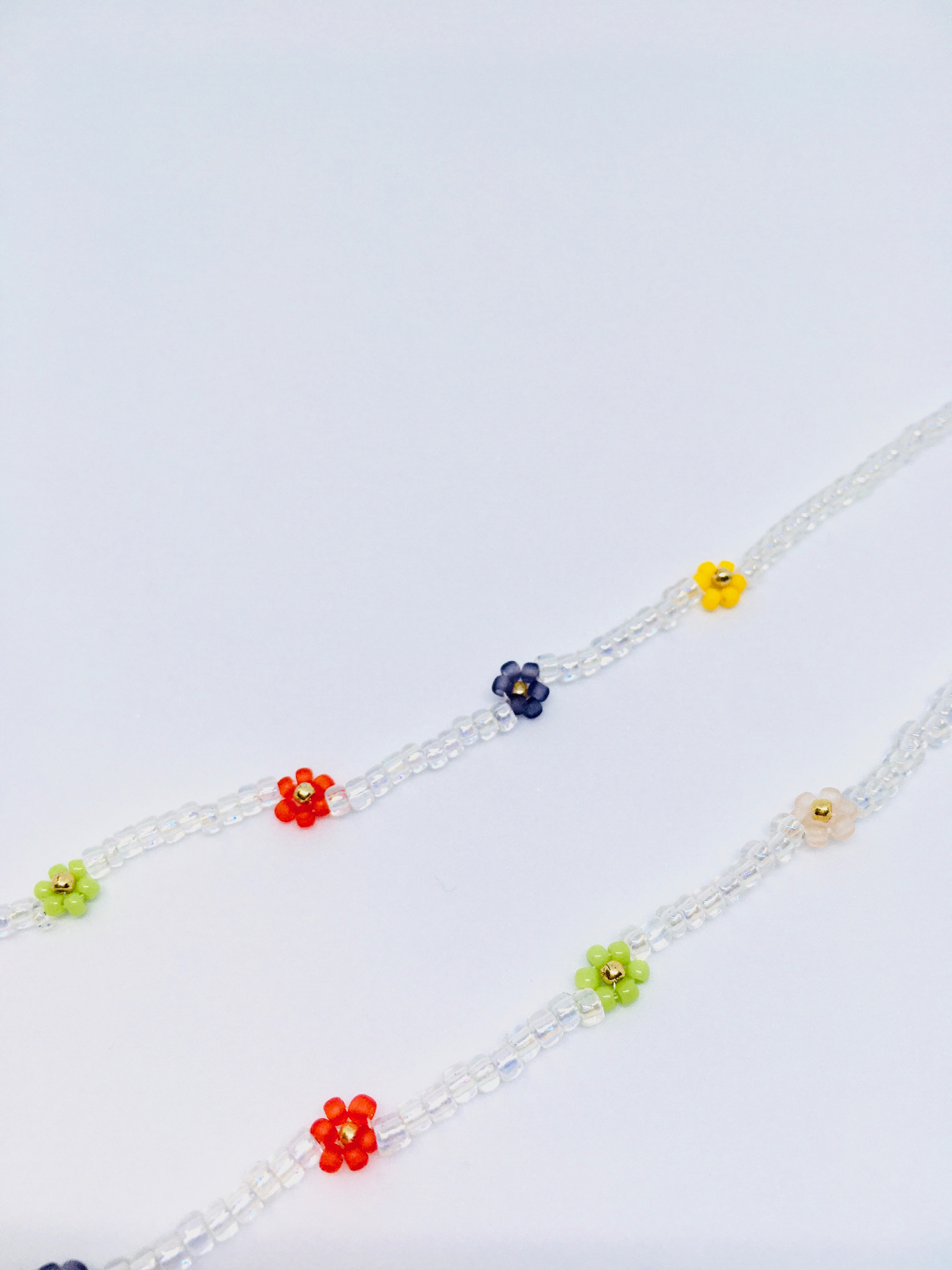 シードビーズお花ネックレス クリア Iichi ハンドメイド クラフト作品 手仕事品の通販