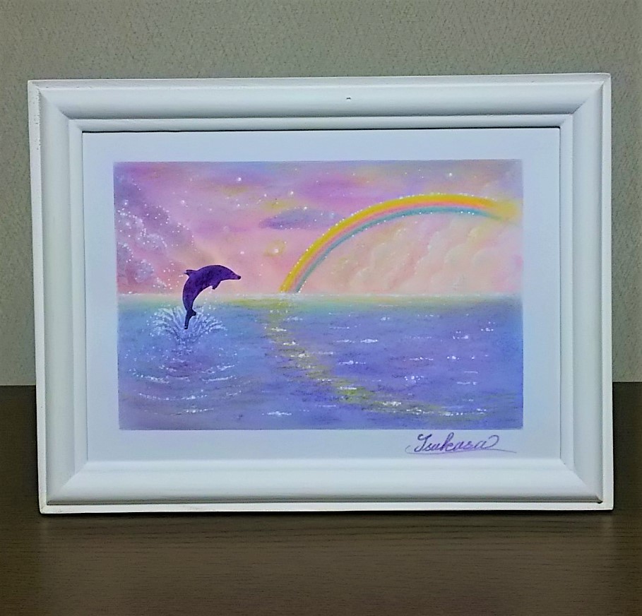 海とイルカのパステルアート 紅の空 虹の彩り Iichi ハンドメイド クラフト作品 手仕事品の通販