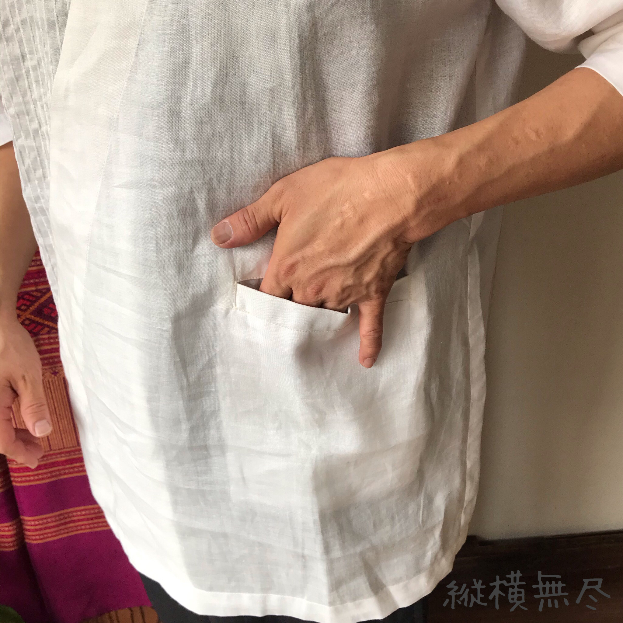 着物風がかっこいい 前半身 後ろセンターピンタックのリネン半袖メンズブラウス Iichi ハンドメイド クラフト作品 手仕事品の通販