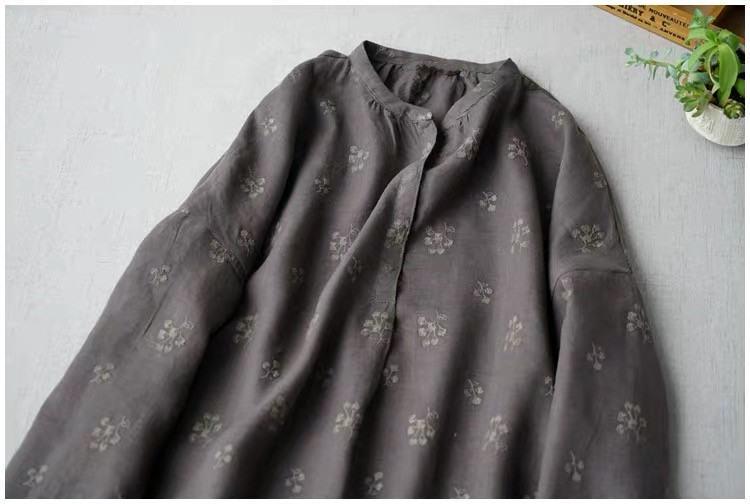 薄地総刺繍リネン100 シンプルな大人可愛い長袖ワンピース Iichi ハンドメイド クラフト作品 手仕事品の通販