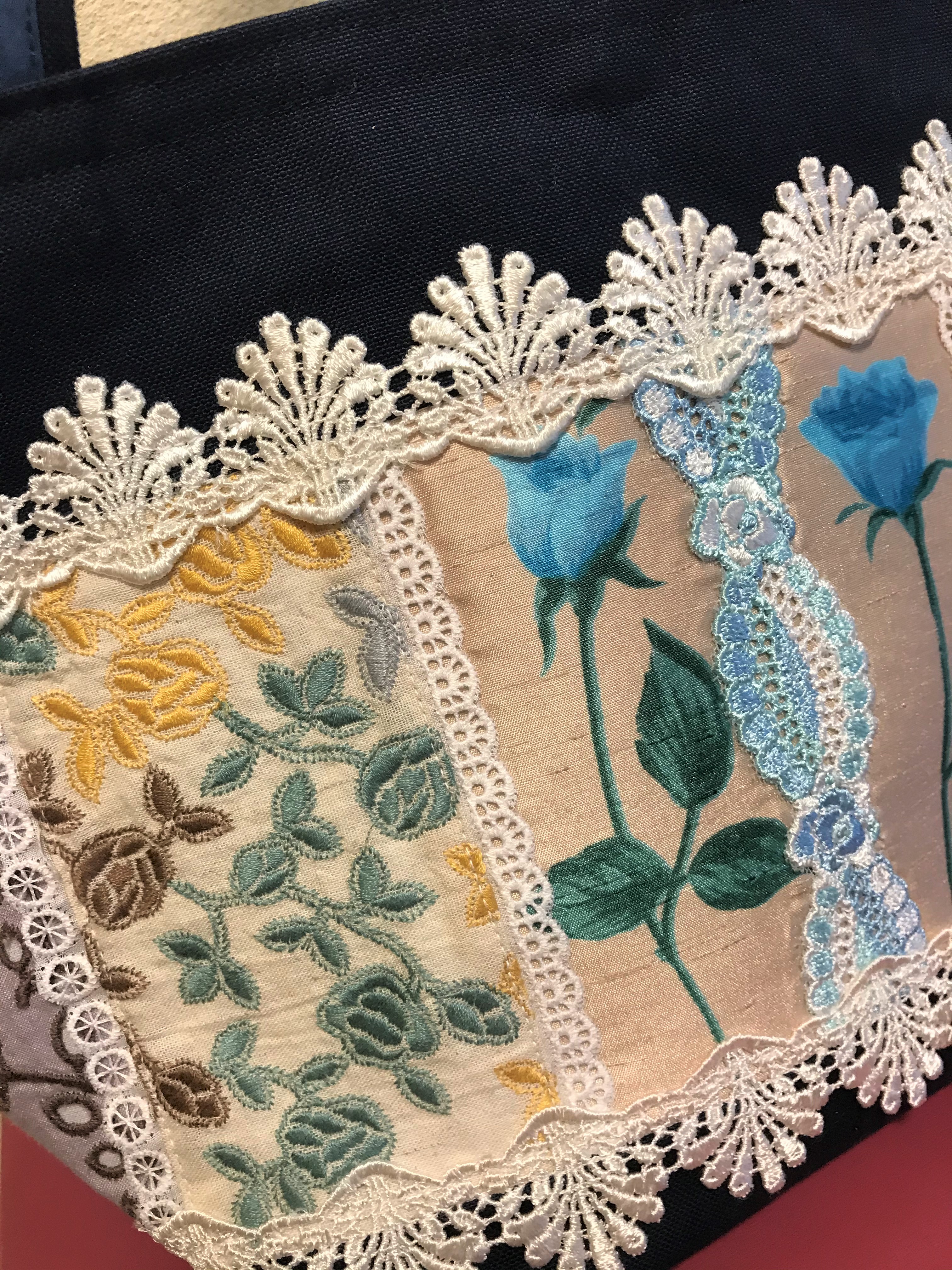 チューリップ模様生地 Pjc 空色 帆布deパッチワークバッグ Iichi ハンドメイド クラフト作品 手仕事品の通販