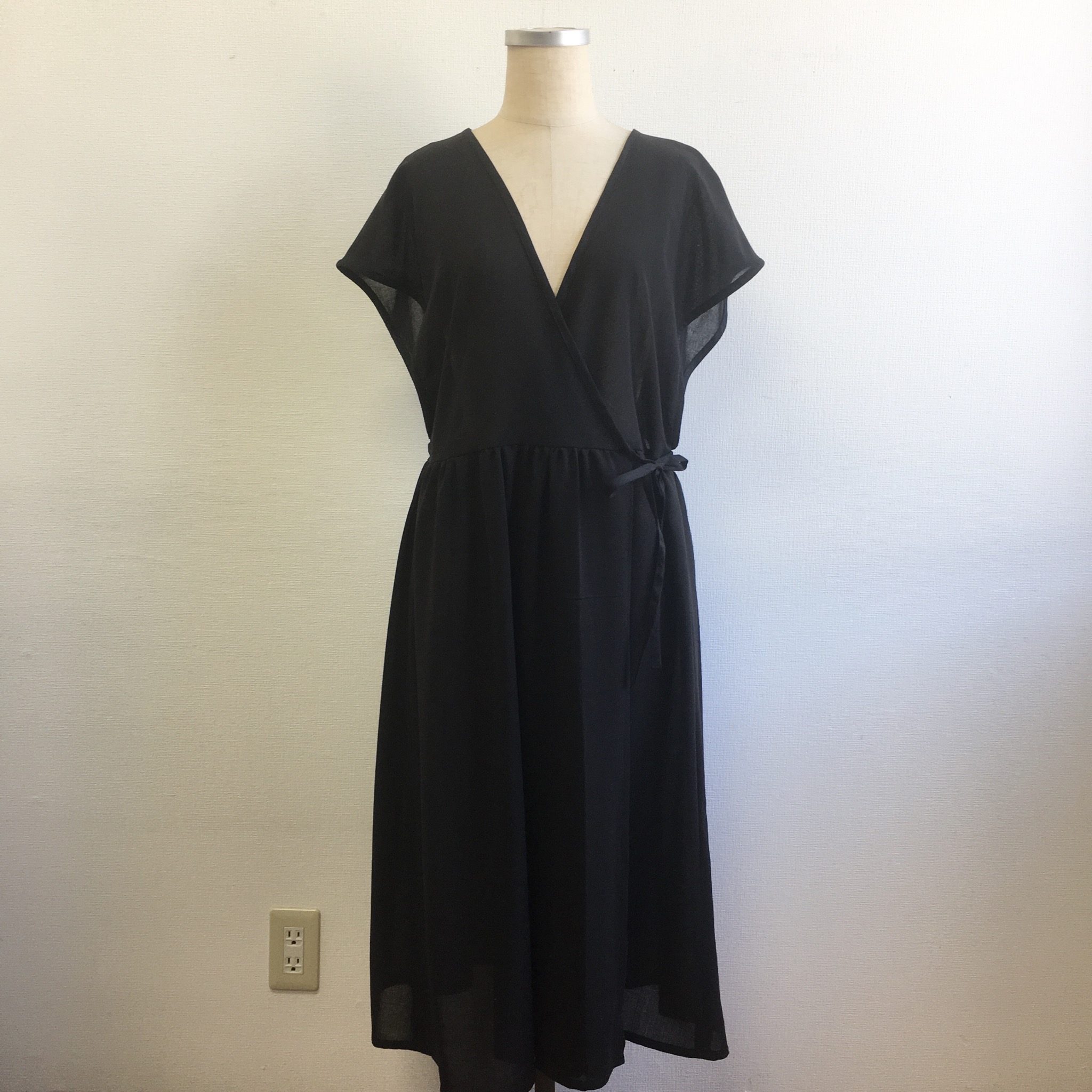 セール価格 大人可愛い シースルーカシュクールワンピース 黒 サイズフリーm L Iichi ハンドメイド クラフト作品 手仕事品の通販