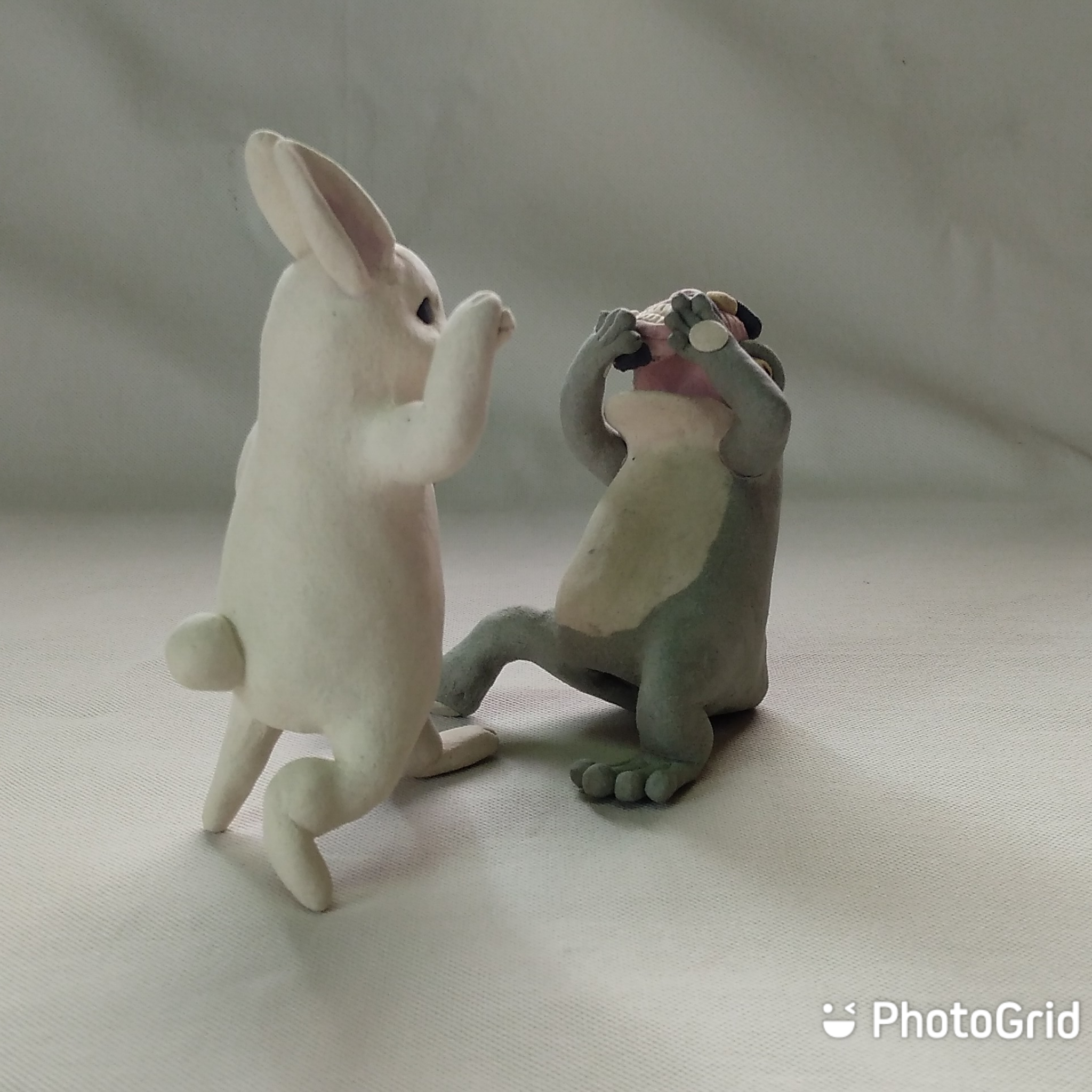 陶人形 豆まきカエルとウサギ Iichi ハンドメイド クラフト作品 手仕事品の通販