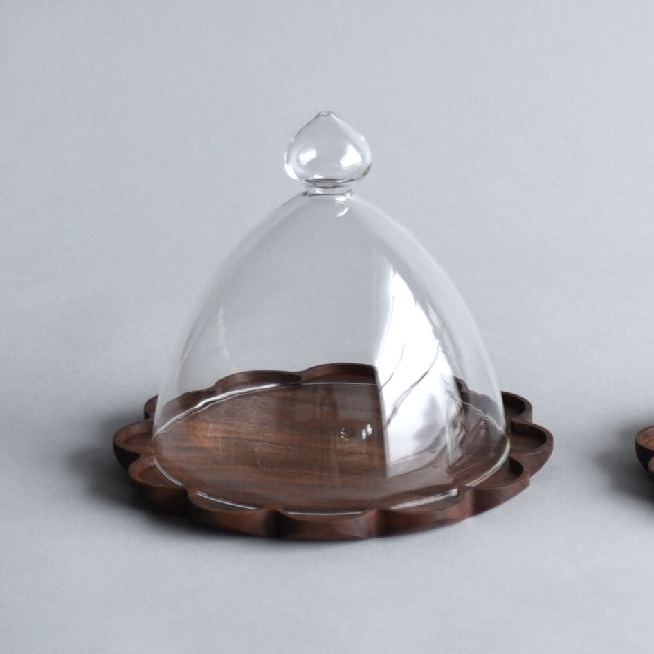ウォールナットのトレーxl ガラスドーム Iichi ハンドメイド クラフト作品 手仕事品の通販