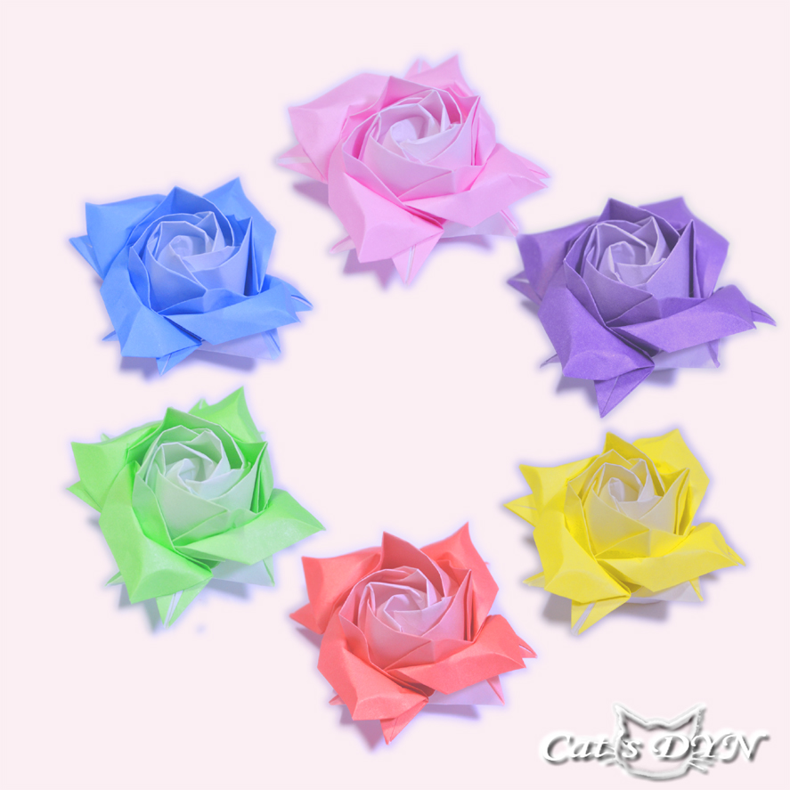 折り紙の薔薇の花 グラデーション千代紙 送料無料 Iichi ハンドメイド クラフト作品 手仕事品の通販