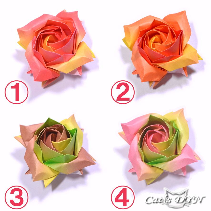 折り紙の薔薇の花 グラデーション千代紙 送料無料 Iichi ハンドメイド クラフト作品 手仕事品の通販
