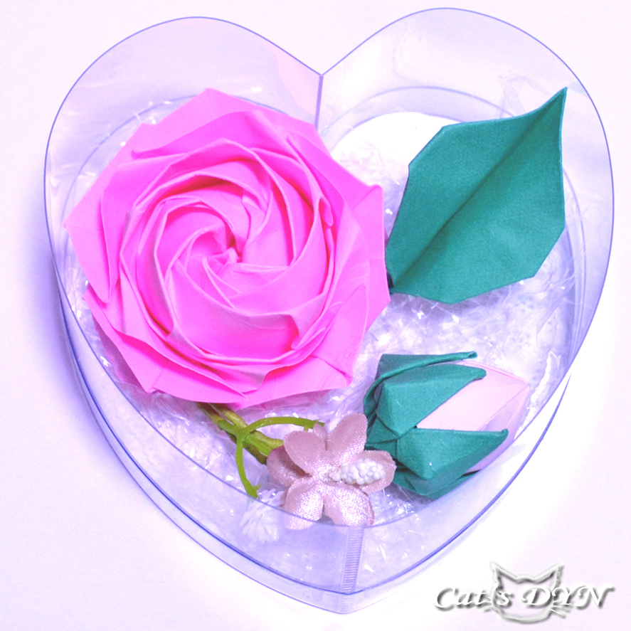 折り紙の薔薇の花 クリスタルボックス ハート形 Iichi ハンドメイド クラフト作品 手仕事品の通販