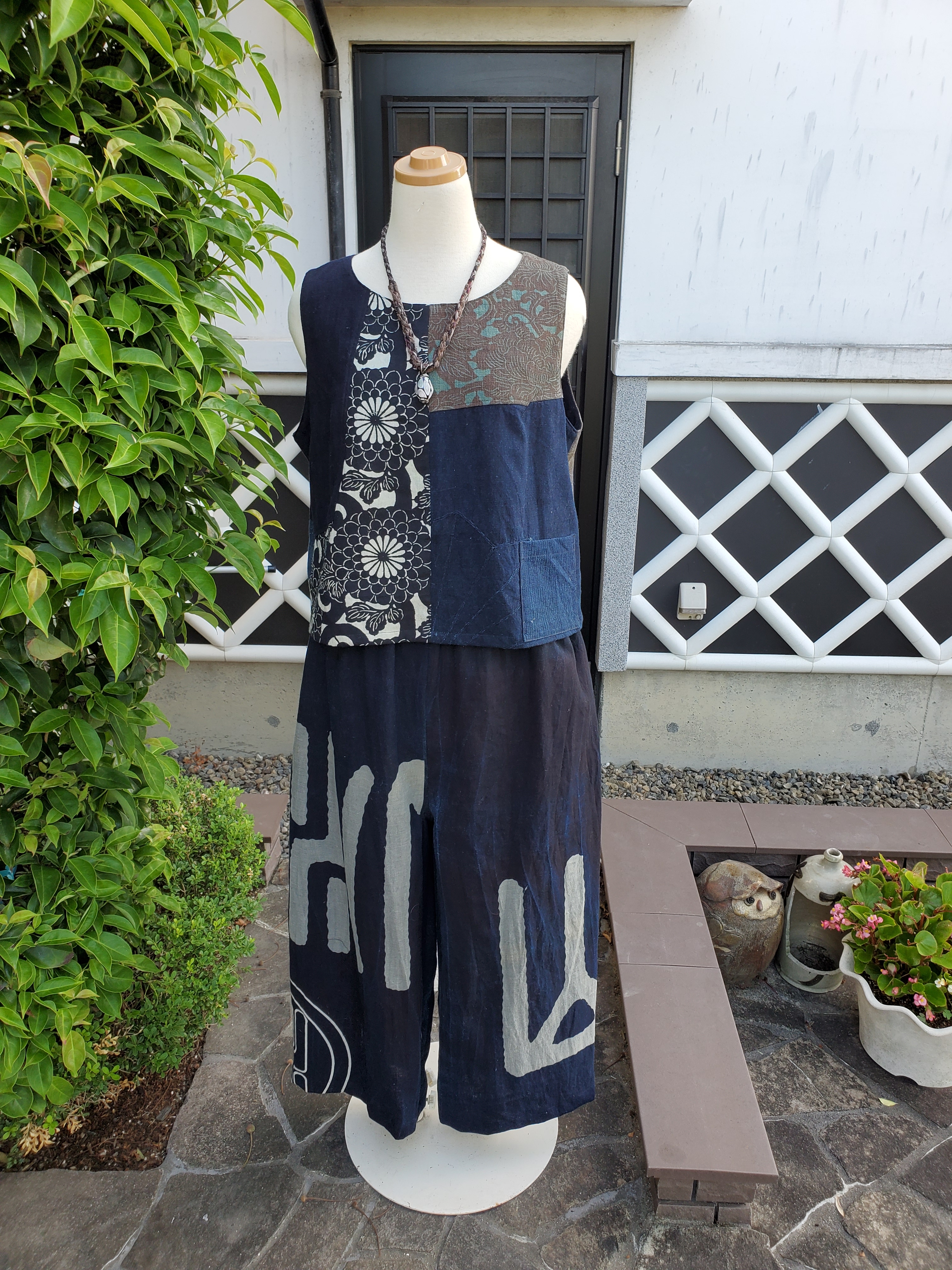 着物リメイク 古布 手作り 半纏 ワイドパンツ Iichi ハンドメイド クラフト作品 手仕事品の通販