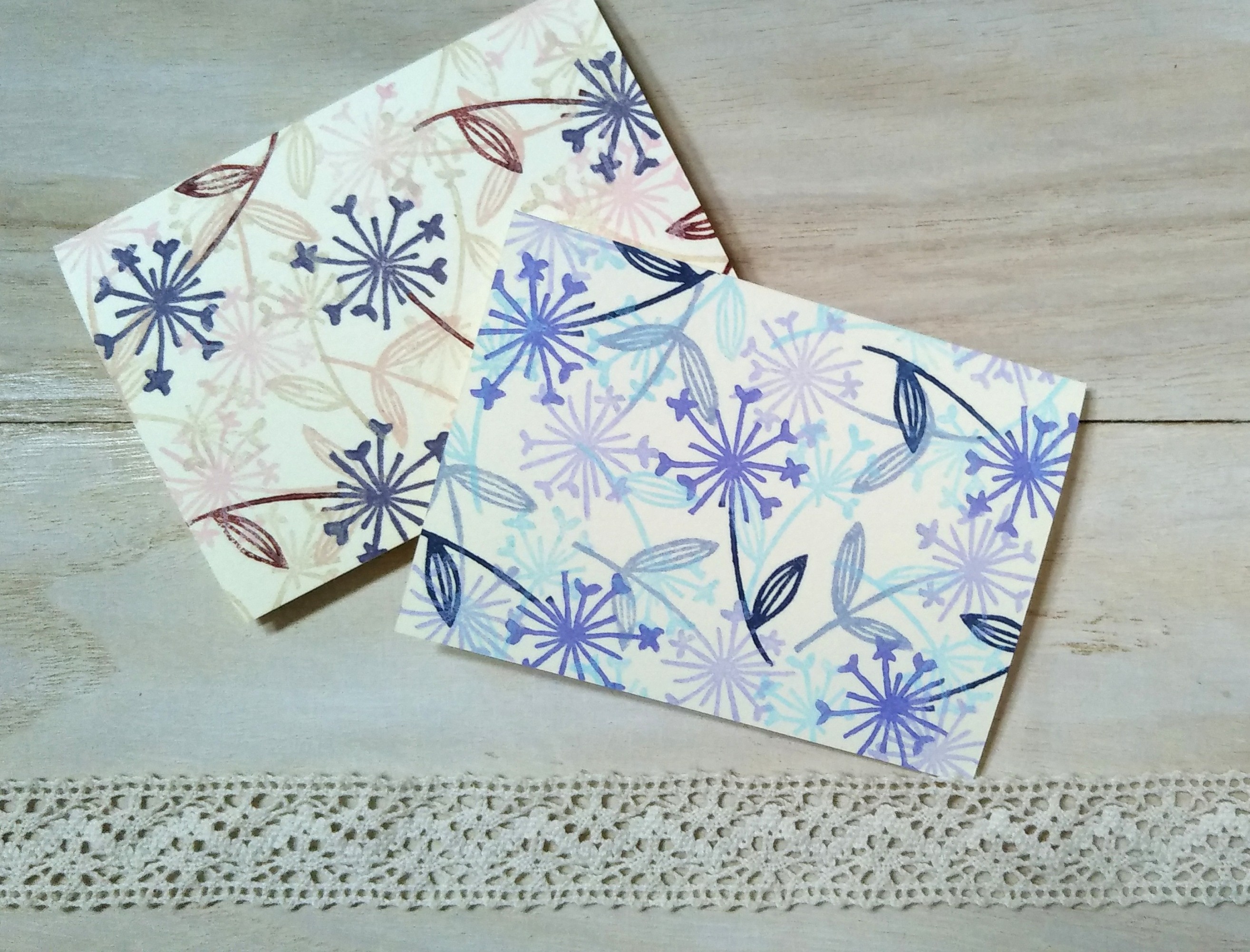消しゴム版画 カードのセット レースフラワー Iichi ハンドメイド クラフト作品 手仕事品の通販