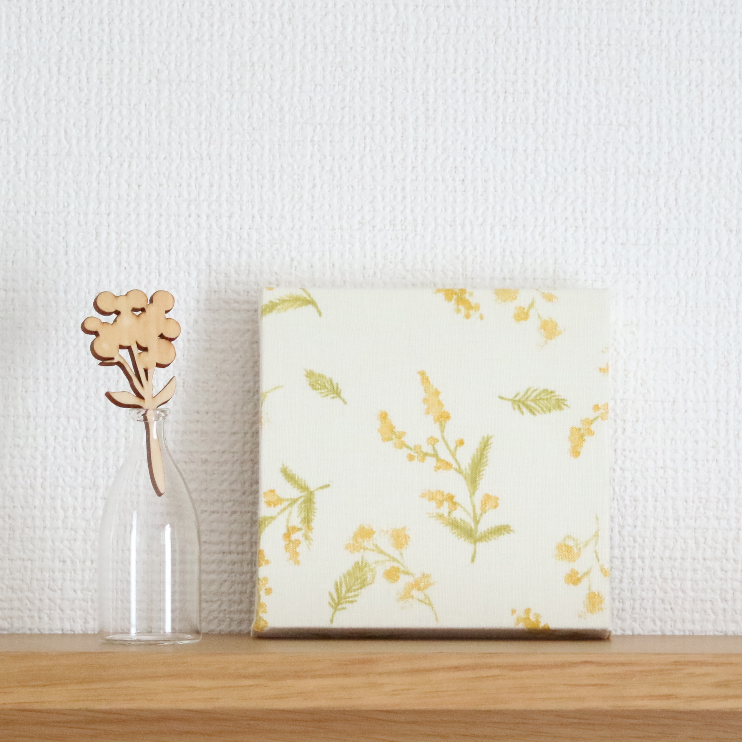 送料無料 12x12cmちいさなファブリックパネル ミモザ ファブリックボード 北欧風 花柄 みもざ Iichi ハンドメイド クラフト作品 手仕事品の通販