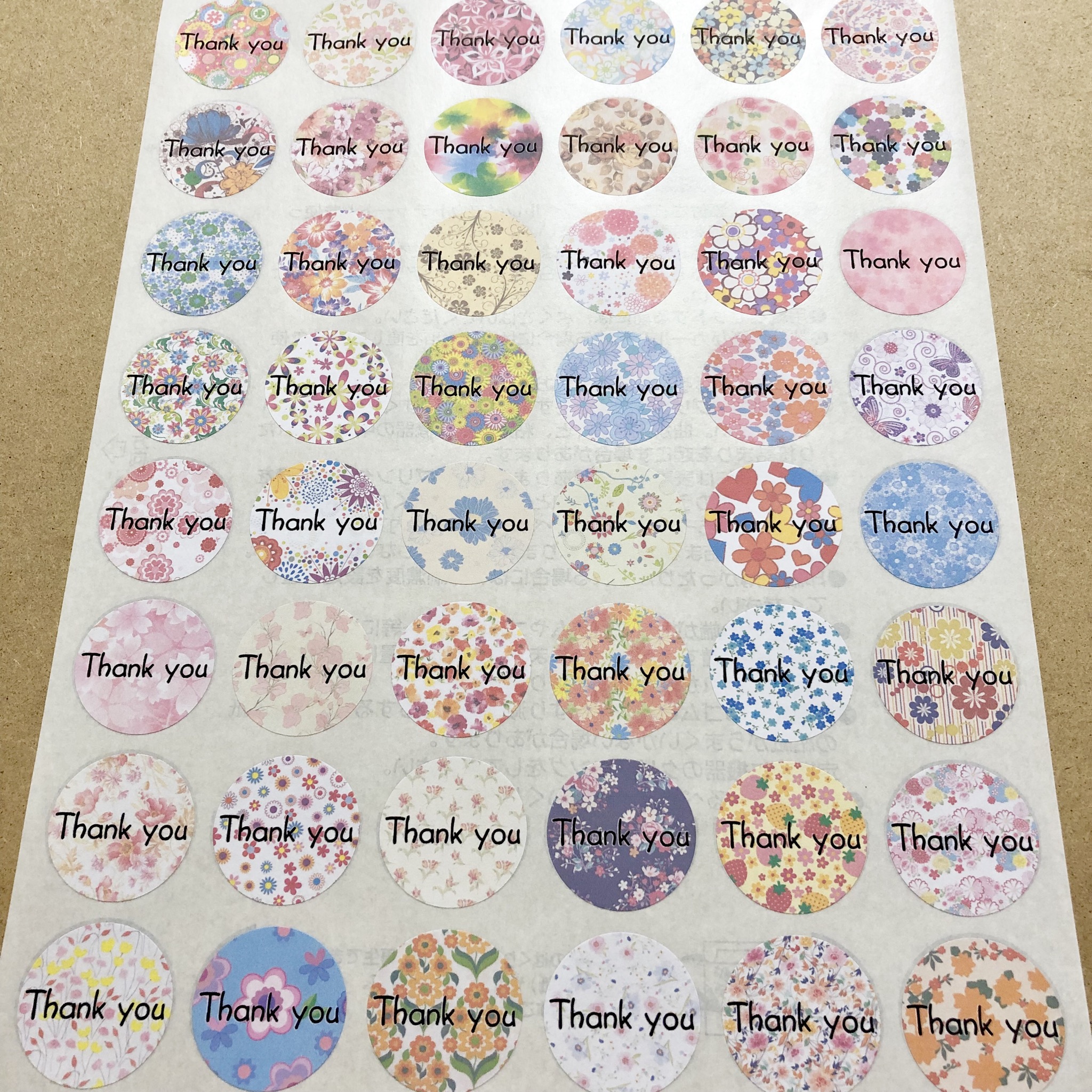 サンキューシール 花柄 Thank You Iichi ハンドメイド クラフト作品 手仕事品の通販