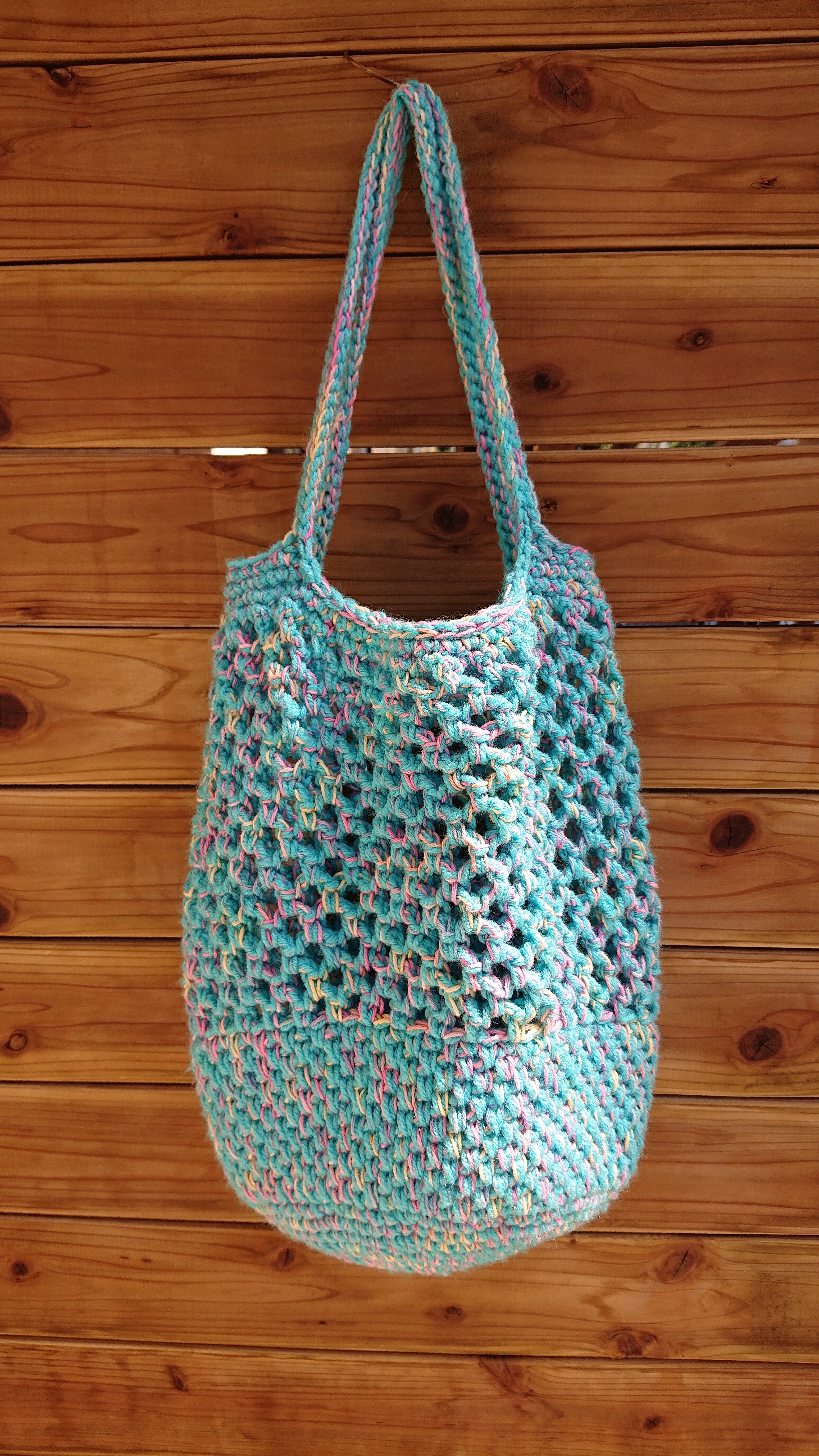 爽やかなネット編みバッグ Iichi ハンドメイド クラフト作品 手仕事品の通販