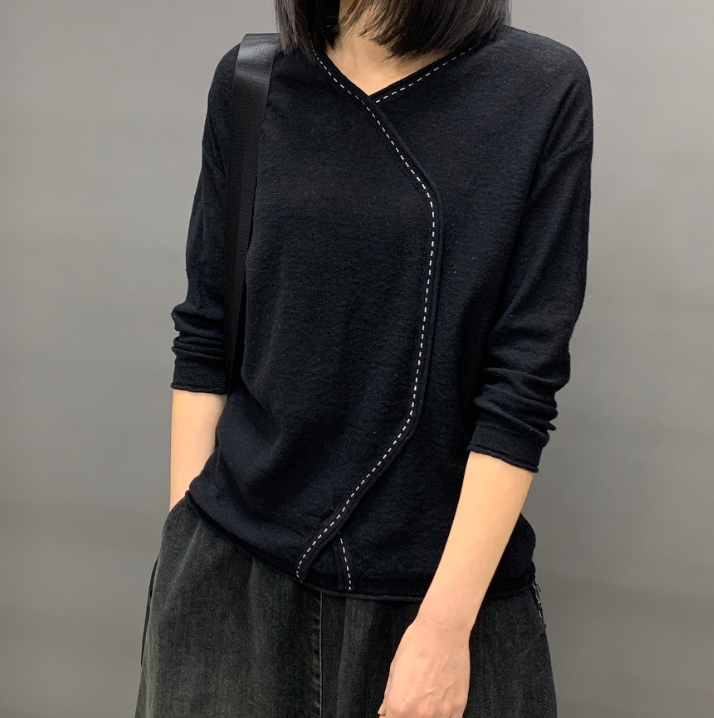 秋冬 セーターtシャツ 亜麻 プルオーバーボトムスシャツ 七分袖 セーター ニット レディース トップス シャツ 通学 通勤 Iichi ハンドメイド クラフト作品 手仕事品の通販