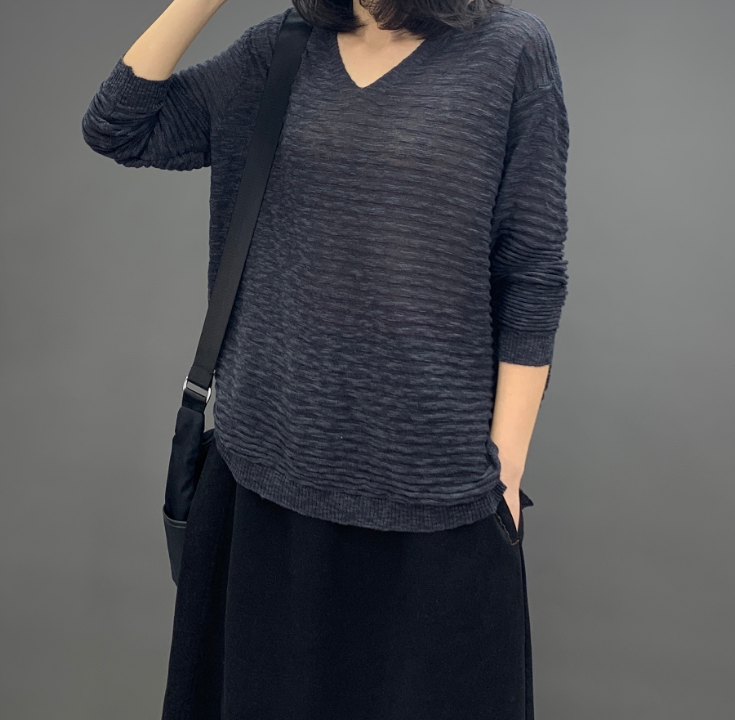 秋 ニット 長袖薄手セーター ニットセーター サマーセーター コットンミッドスリーブリネンセーター トップス レディース シャツ Iichi ハンドメイド クラフト作品 手仕事品の通販