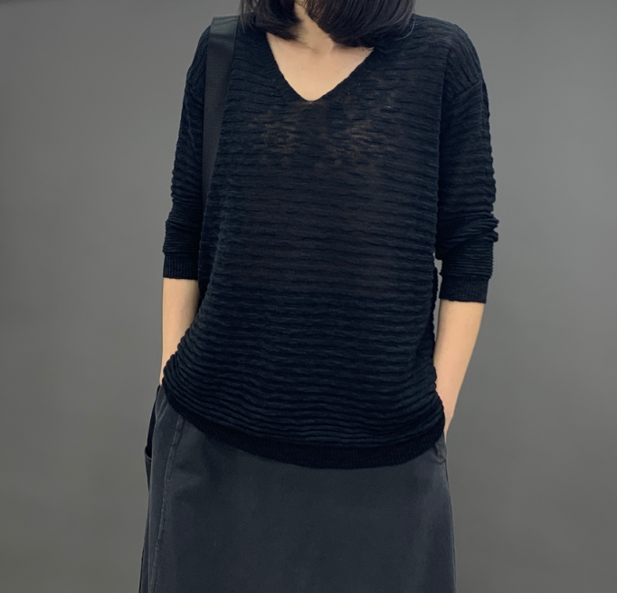 秋 ニット 長袖薄手セーター ニットセーター サマーセーター コットンミッドスリーブリネンセーター トップス レディース シャツ Iichi ハンドメイド クラフト作品 手仕事品の通販