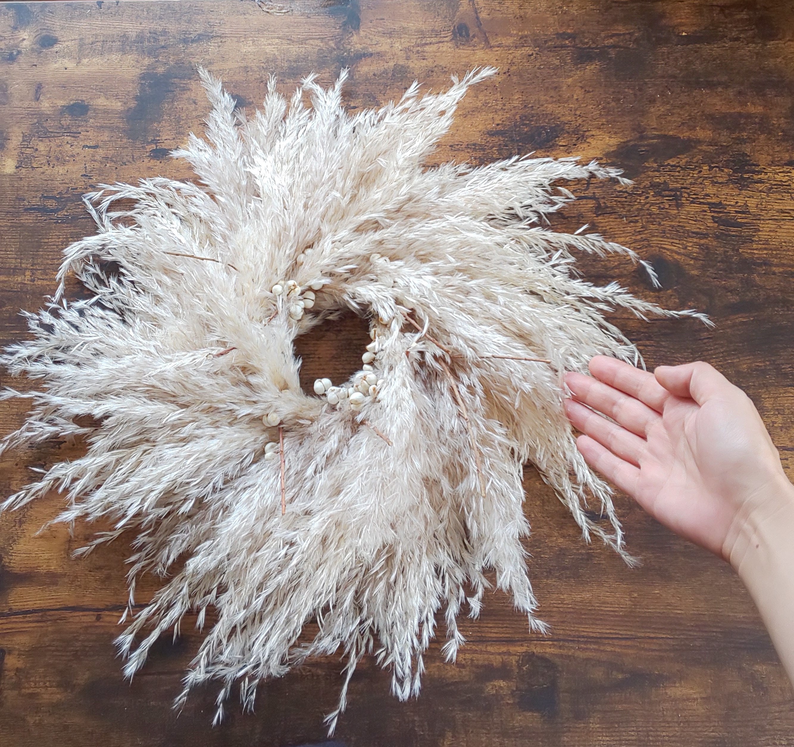 Wreath 東雲 パンパスグラスとナンキンハゼの実のリース パンパス 秋 ナチュラル ドライフラワーリース Iichi ハンドメイド クラフト作品 手仕事品の通販