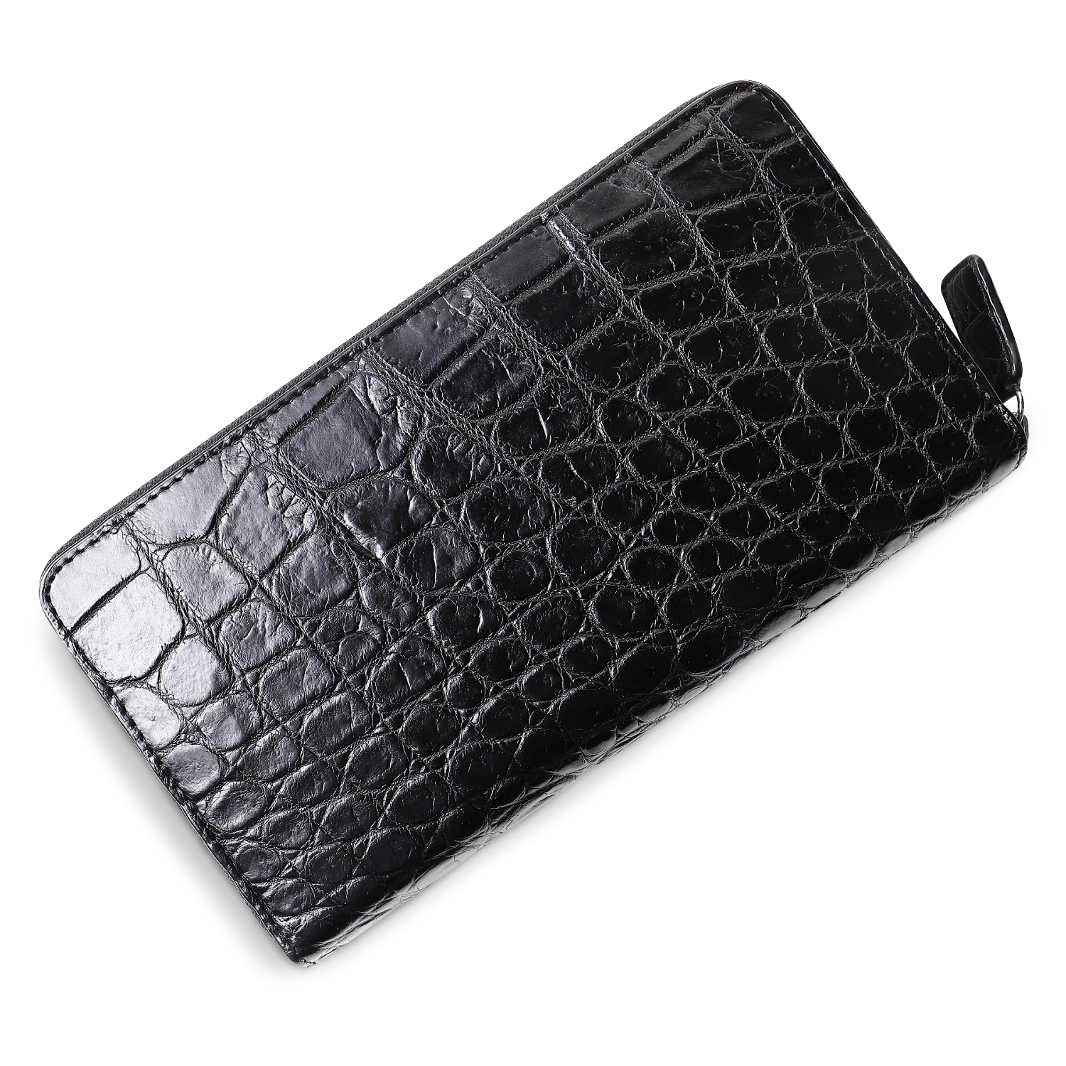 シャムクロコ クロコダイル革 レディース メンズ財布 ラウンドファスナー ブラック Iichi ハンドメイド クラフト作品 手仕事品の通販