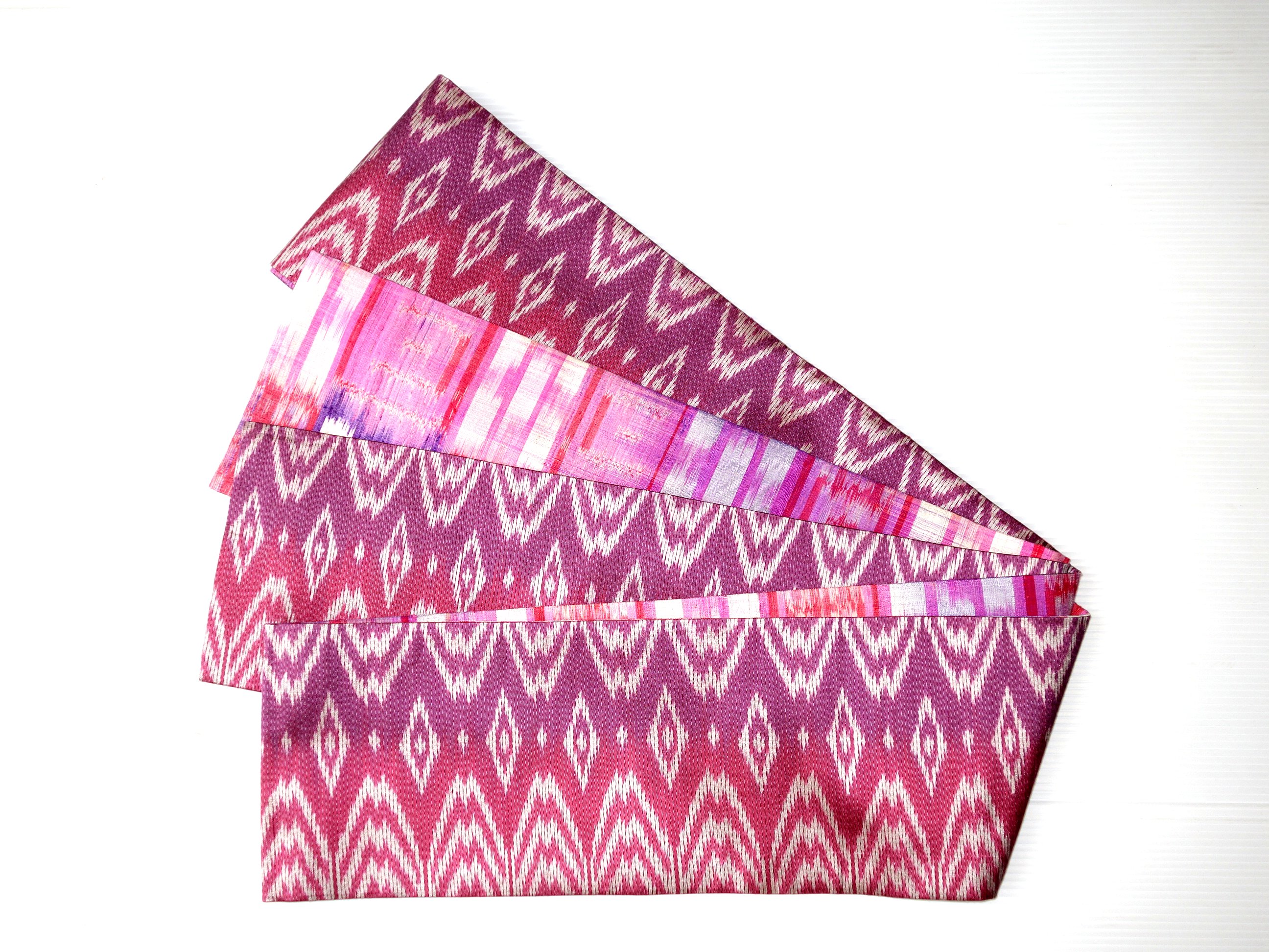 半幅帯 ピンク紫系タイシルク ｈａｎ1535 Iichi ハンドメイド クラフト作品 手仕事品の通販