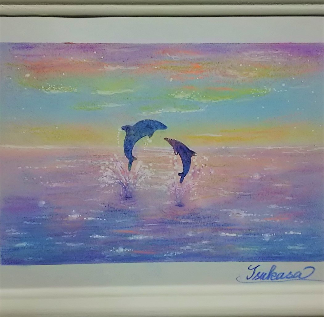 海とイルカのパステルアート 彩の朝 Iichi ハンドメイド クラフト作品 手仕事品の通販