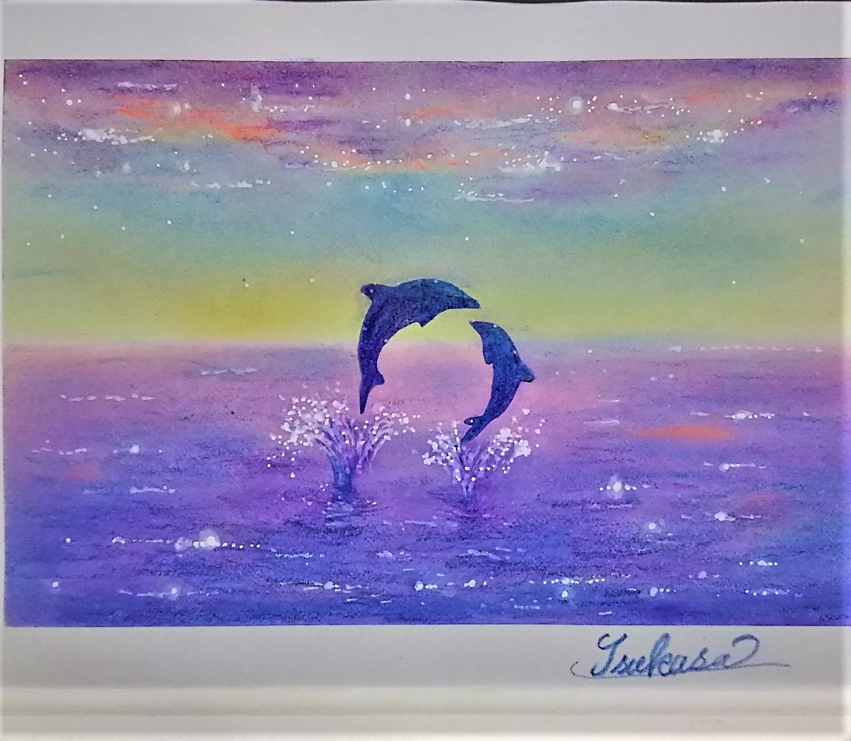 海とイルカのパステルアート 彩の朝 Iichi ハンドメイド クラフト作品 手仕事品の通販
