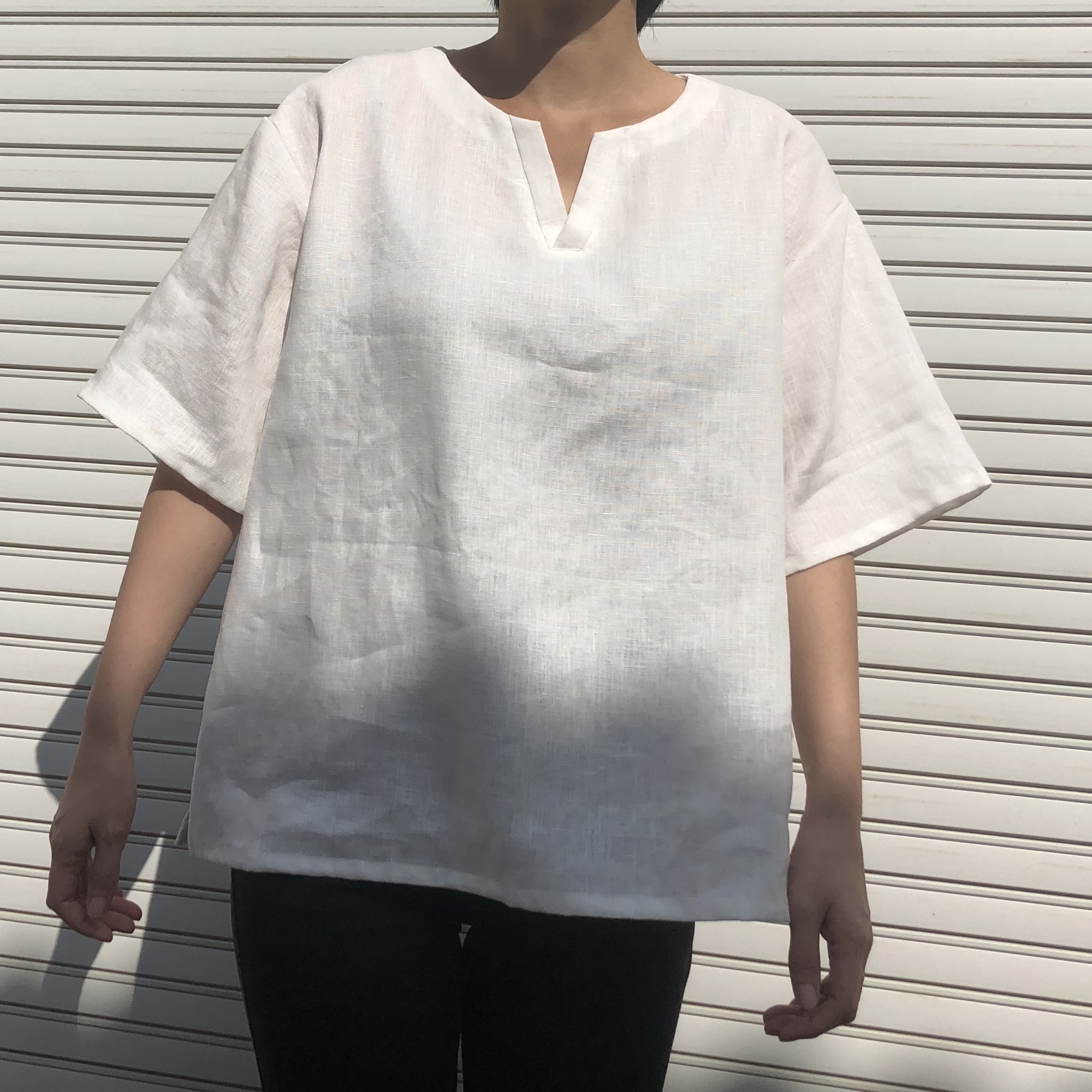 男女とも使える リネン100 涼しいメンズtシャツ 白 半袖 Iichi ハンドメイド クラフト作品 手仕事品の通販