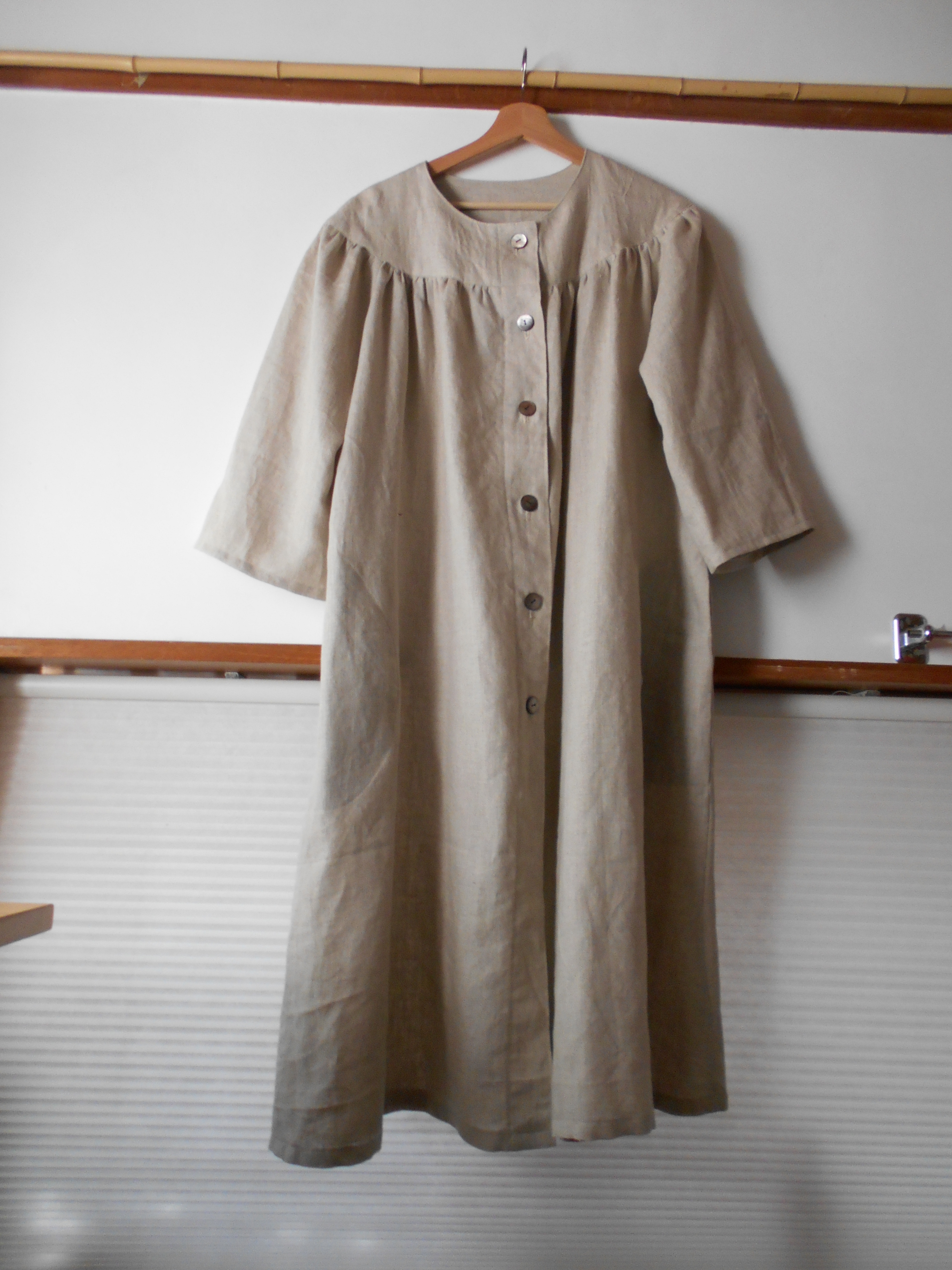 一重のコート型ワンピース 厚手リネン Iichi ハンドメイド クラフト作品 手仕事品の通販
