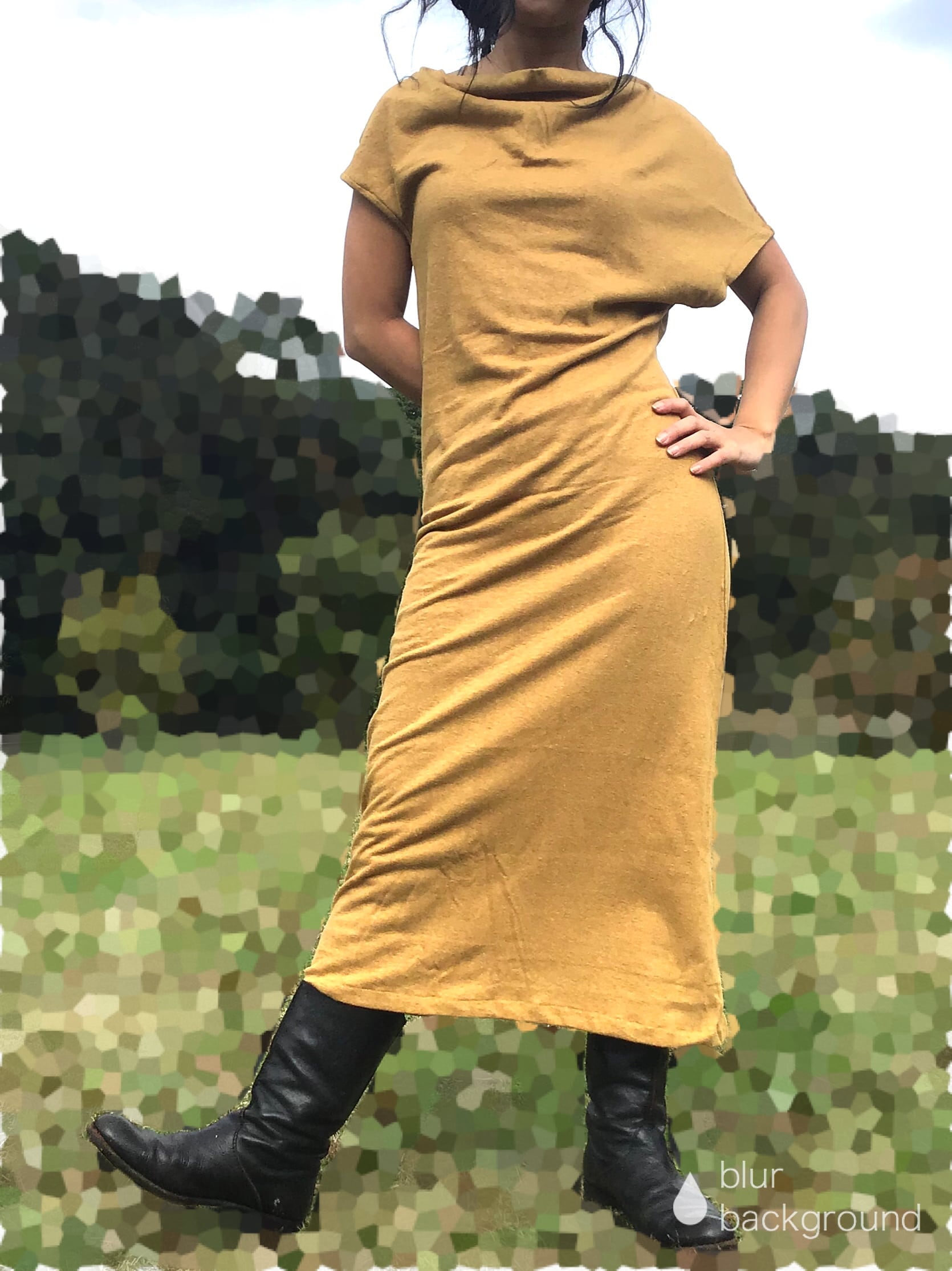 オーガニックコットンxヘンプ ドレープマキシワンピース マスタード Iichi ハンドメイド クラフト作品 手仕事品の通販