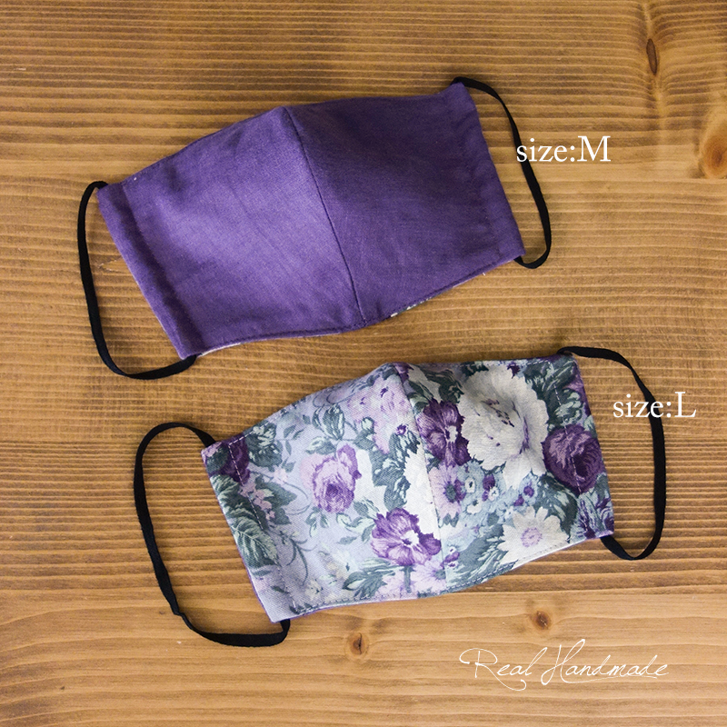 コットンリネンアンティークフラワーとwガーゼリバーシブル立体マスクサイズl サイズ違いは別で出品しております Iichi ハンドメイド クラフト作品 手仕事品の通販