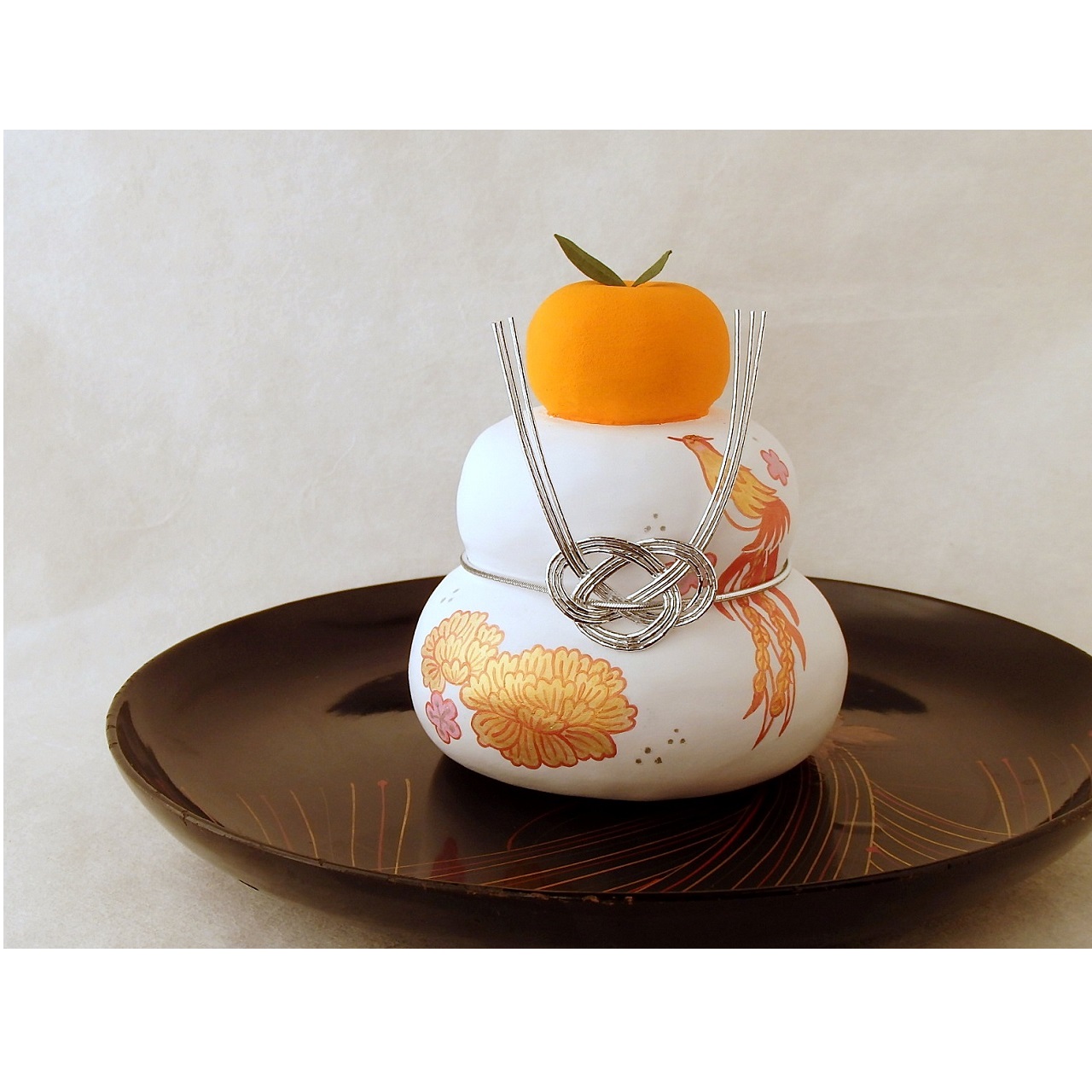 鏡餅 尾長鳥と牡丹 Iichi ハンドメイド クラフト作品 手仕事品の通販