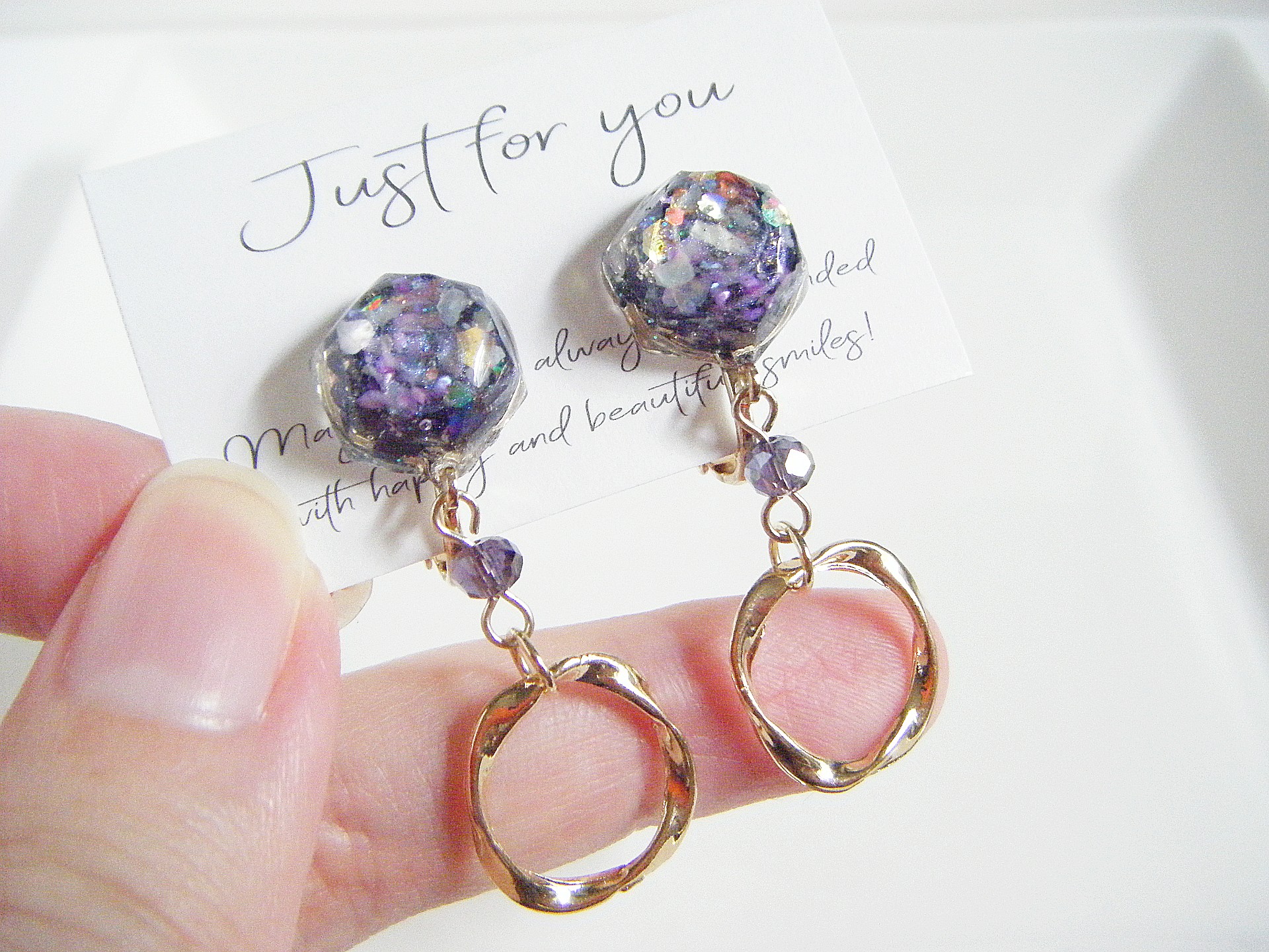 パープル系ユラユラ鉱石イヤリング Taibou イヤリング Kinovupreschool Com