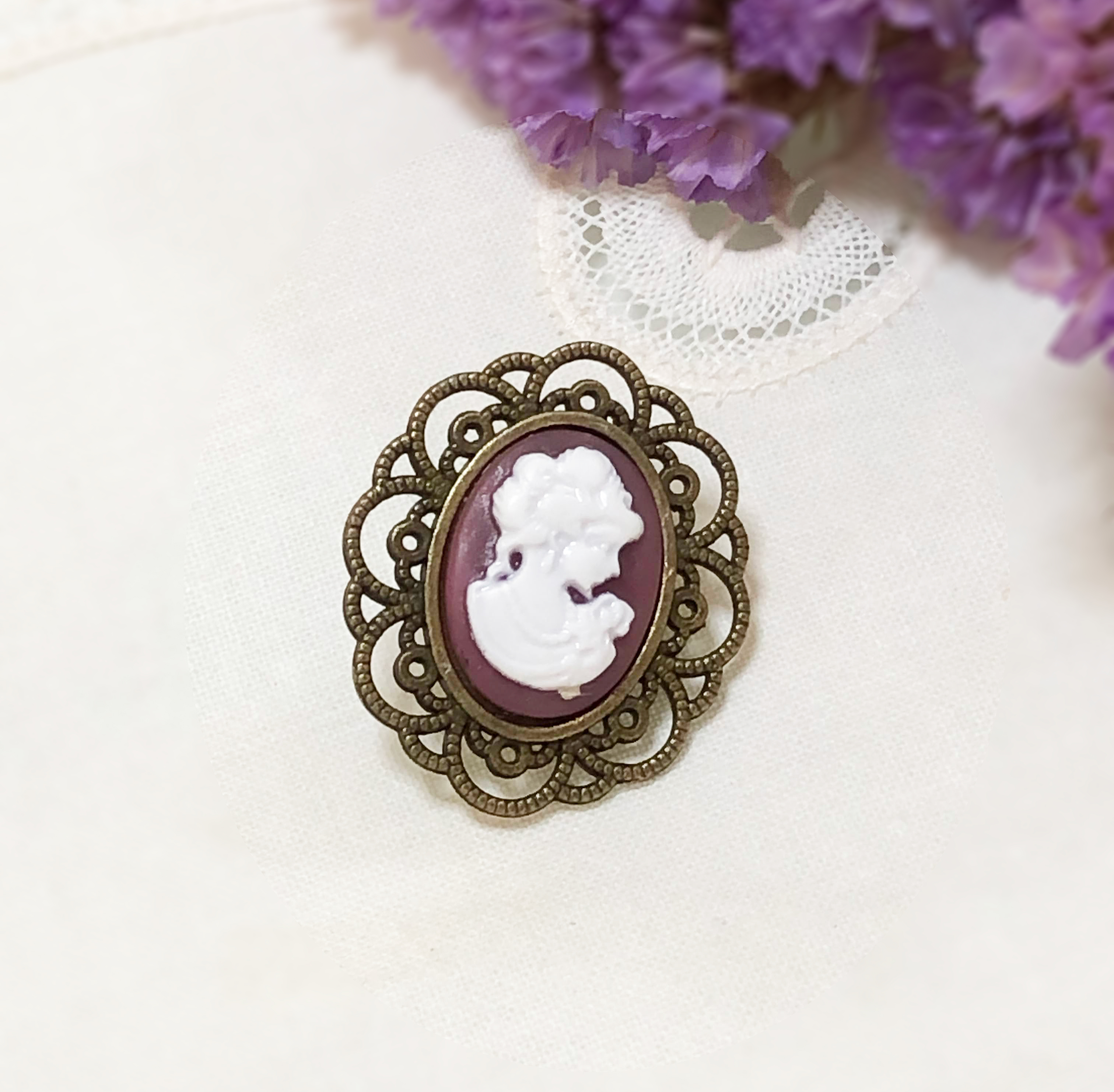 ジャガード織 ロココ調バラ模様の レースマスク カメオピンバッチ付き Iichi ハンドメイド クラフト作品 手仕事品の通販