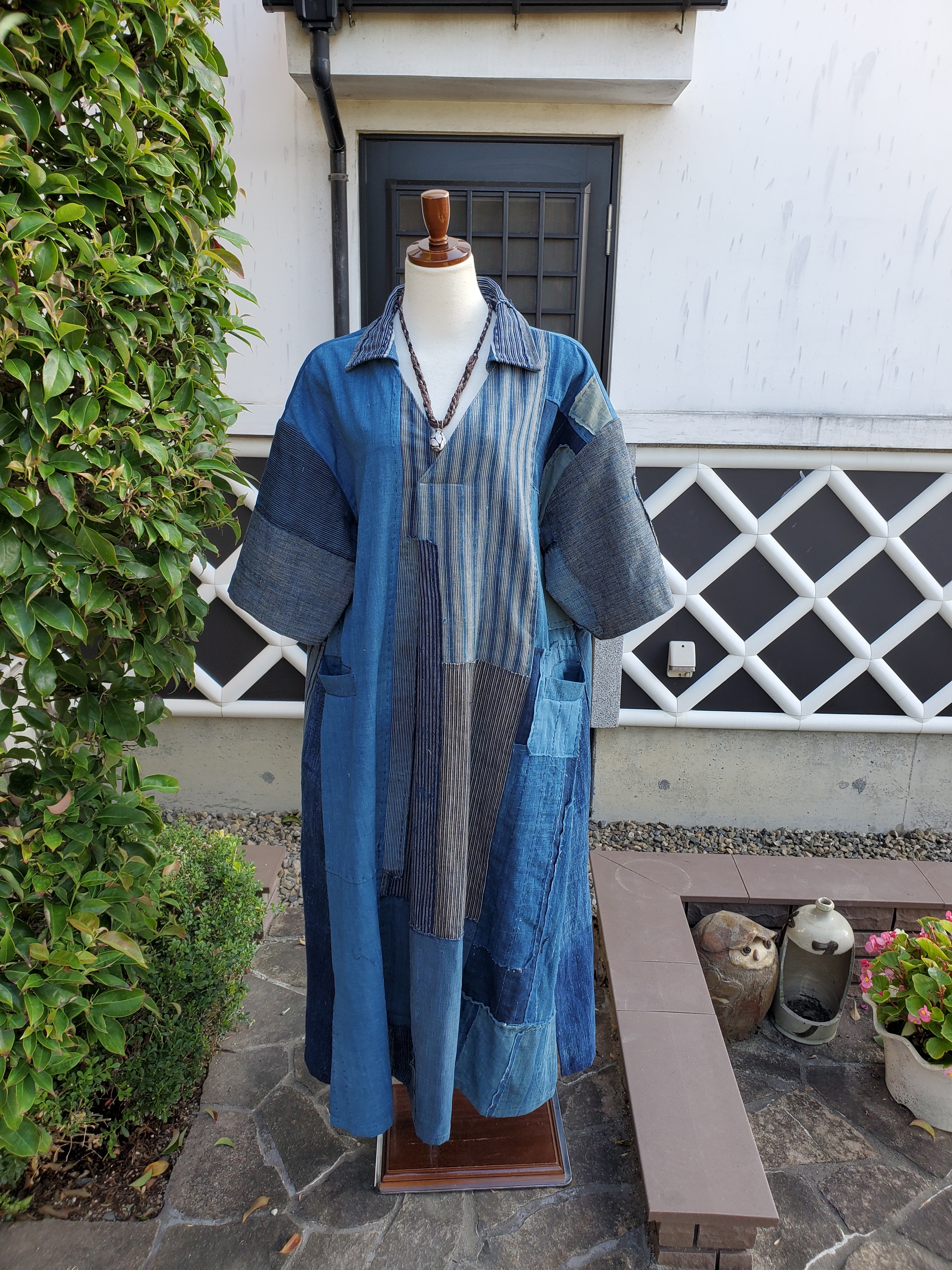 古布リメイク ハンドメイド 襤褸 藍染 野良着 半纏 羽織り - 着物