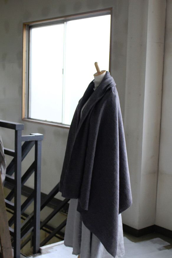 手染めリネンウールの大判ストールw110 Iichi ハンドメイド クラフト作品 手仕事品の通販