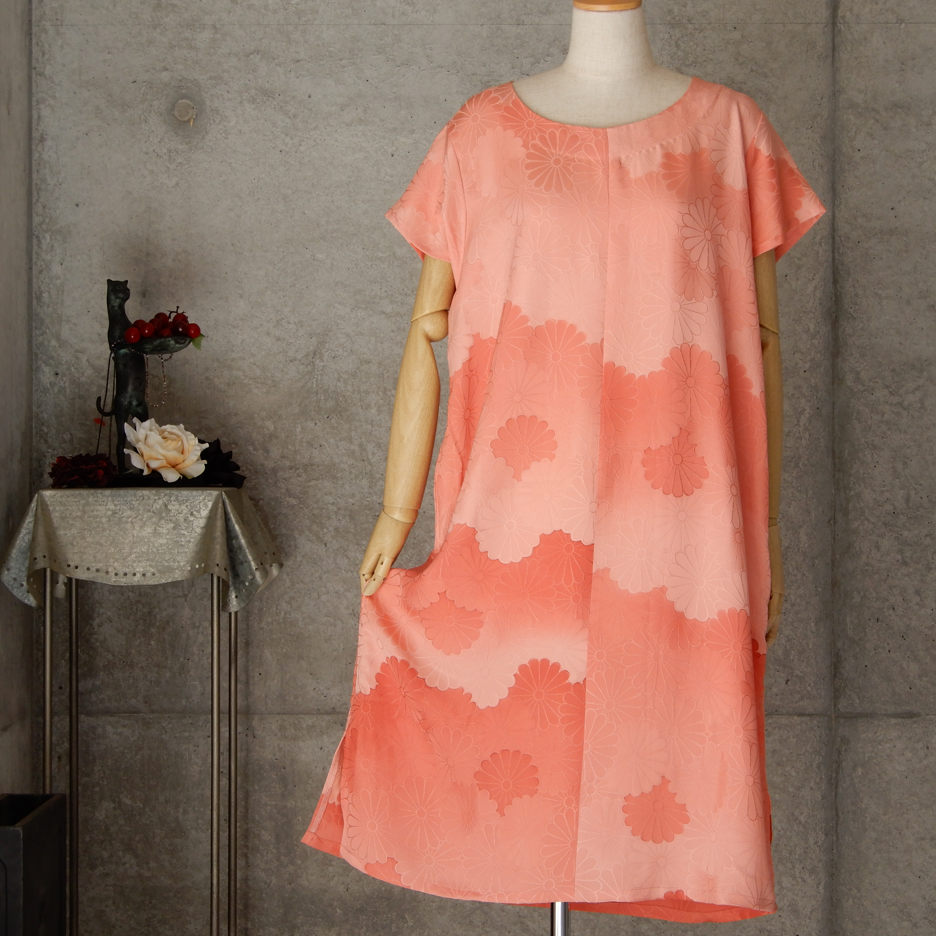 着物リメイク チュニックワンピース Ll 菊の花 Iichi ハンドメイド クラフト作品 手仕事品の通販