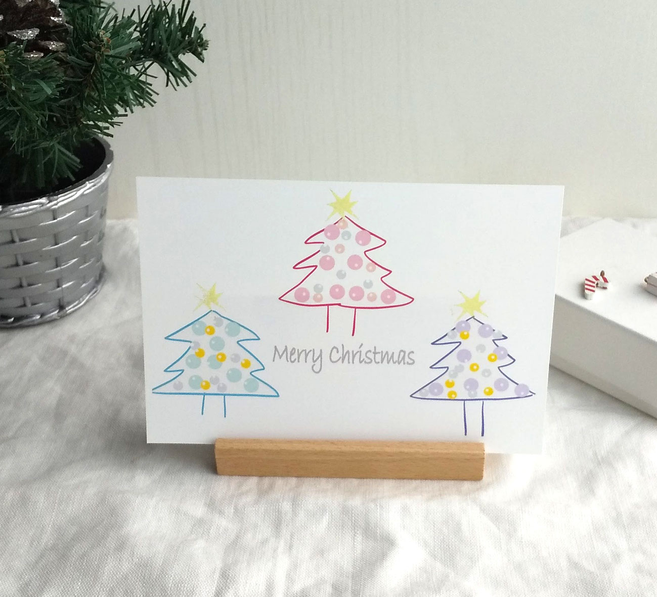 カラーツリー クリスマス ポストカード2枚セット ナチュラコ カラフル かわいい ナチュラル アート Naturako Iichi ハンドメイド クラフト作品 手仕事品の通販