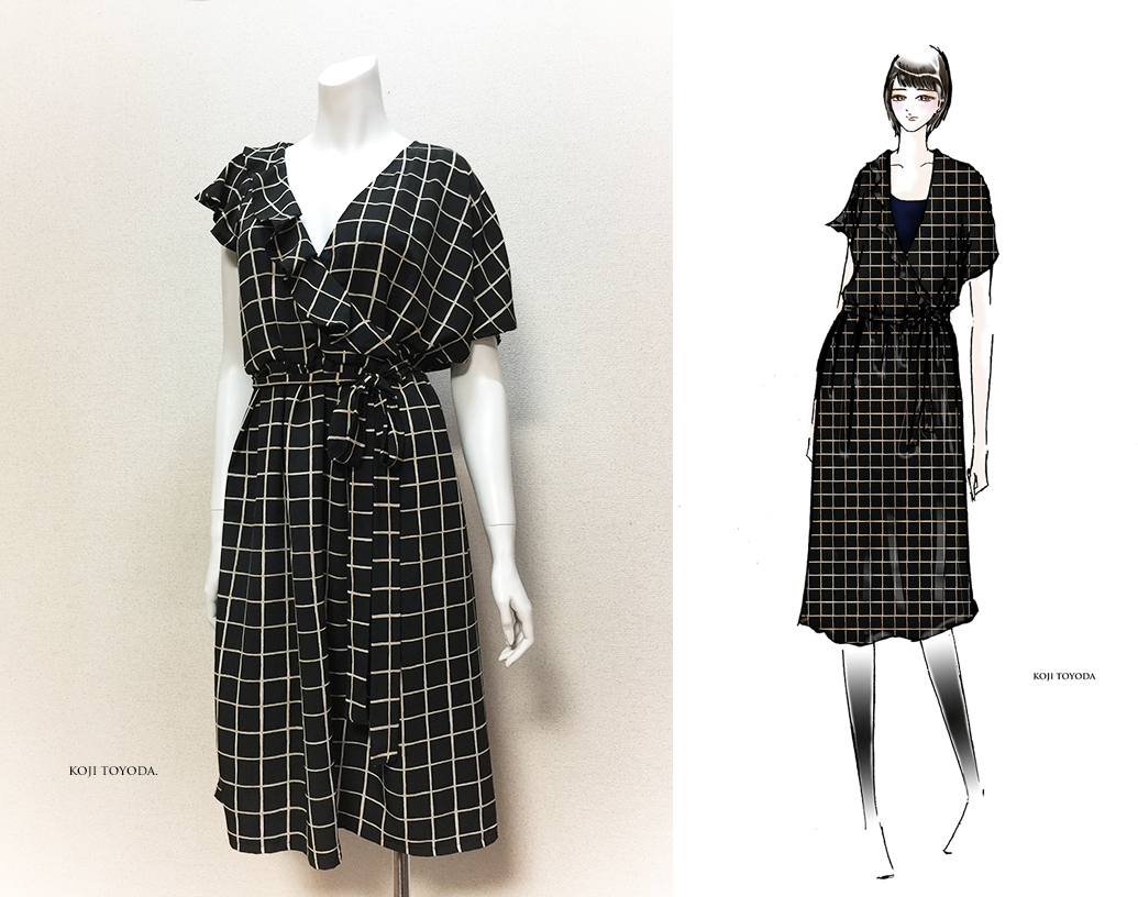 1点もの デザイン画付き ベルト付きチェックアシメトリーワンピース Koji Toyoda Iichi ハンドメイド クラフト作品 手仕事品の通販 1点もの デザイン画付き ベルト付きチェックアシメトリーワンピース Koji Toyoda Iichi ハンドメイド クラフト作品 手仕事品の通販