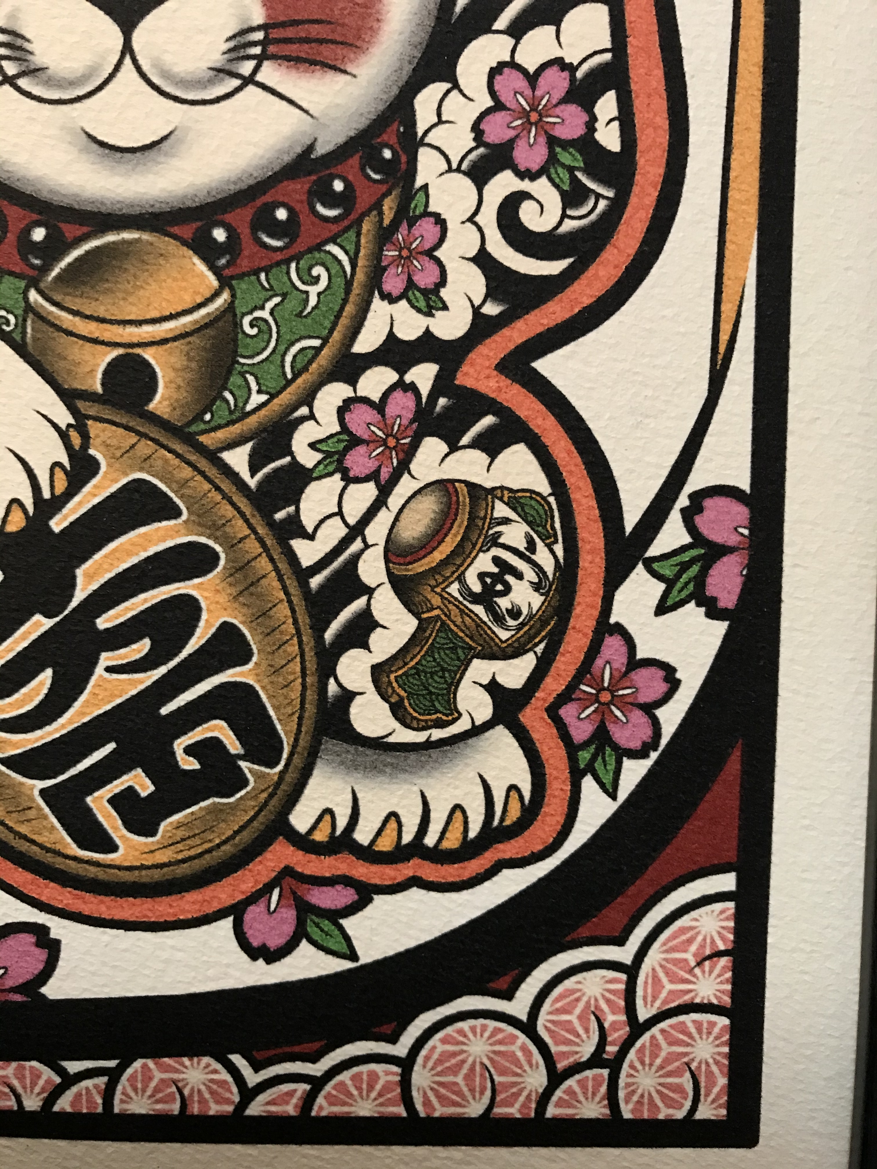 かわいい タトゥー イラスト 刺青 開運 招き猫 桜吹雪 打出の小槌 黒フレーム Iichi ハンドメイド クラフト作品 手仕事品の通販