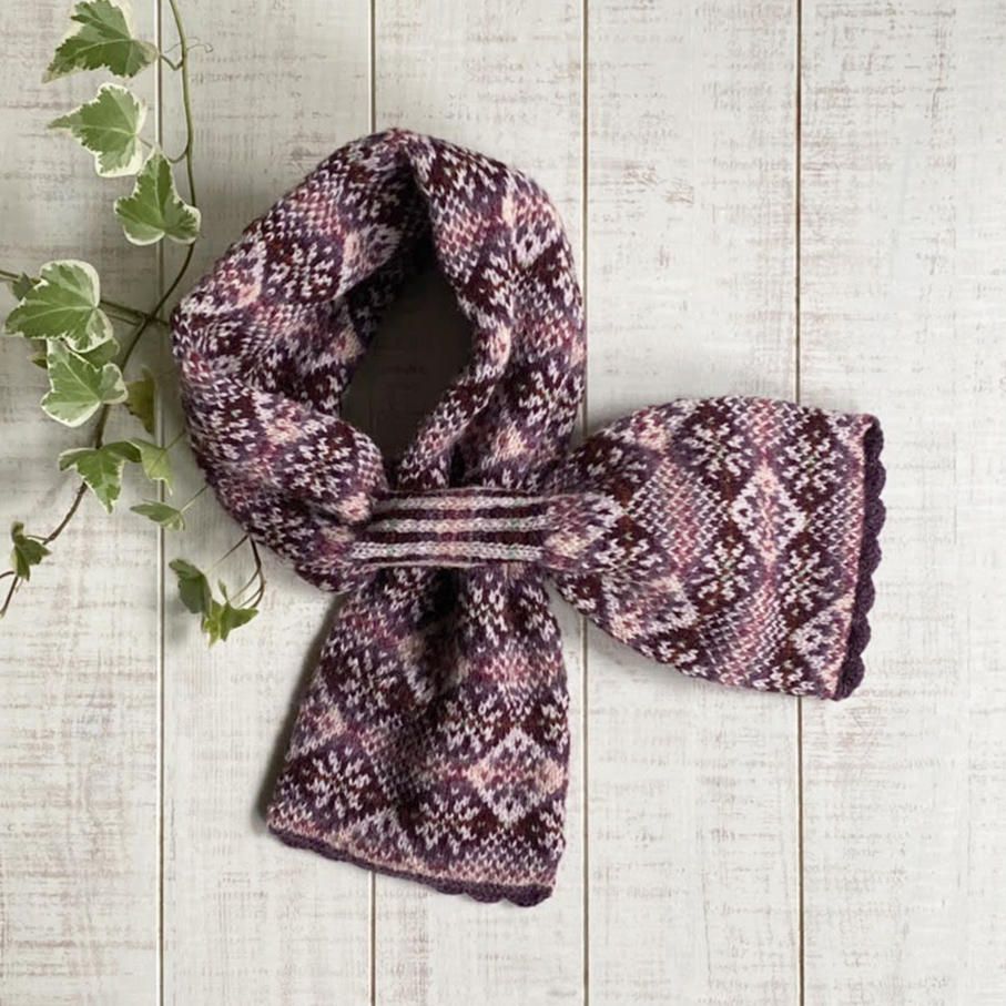 フェアアイル プティマフラー ワインレッド Iichi ハンドメイド クラフト作品 手仕事品の通販