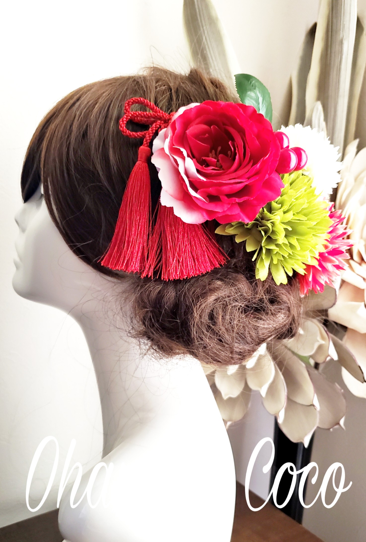 花kirari 椿とマムの髪飾り9点set No766 Iichi ハンドメイド クラフト作品 手仕事品の通販