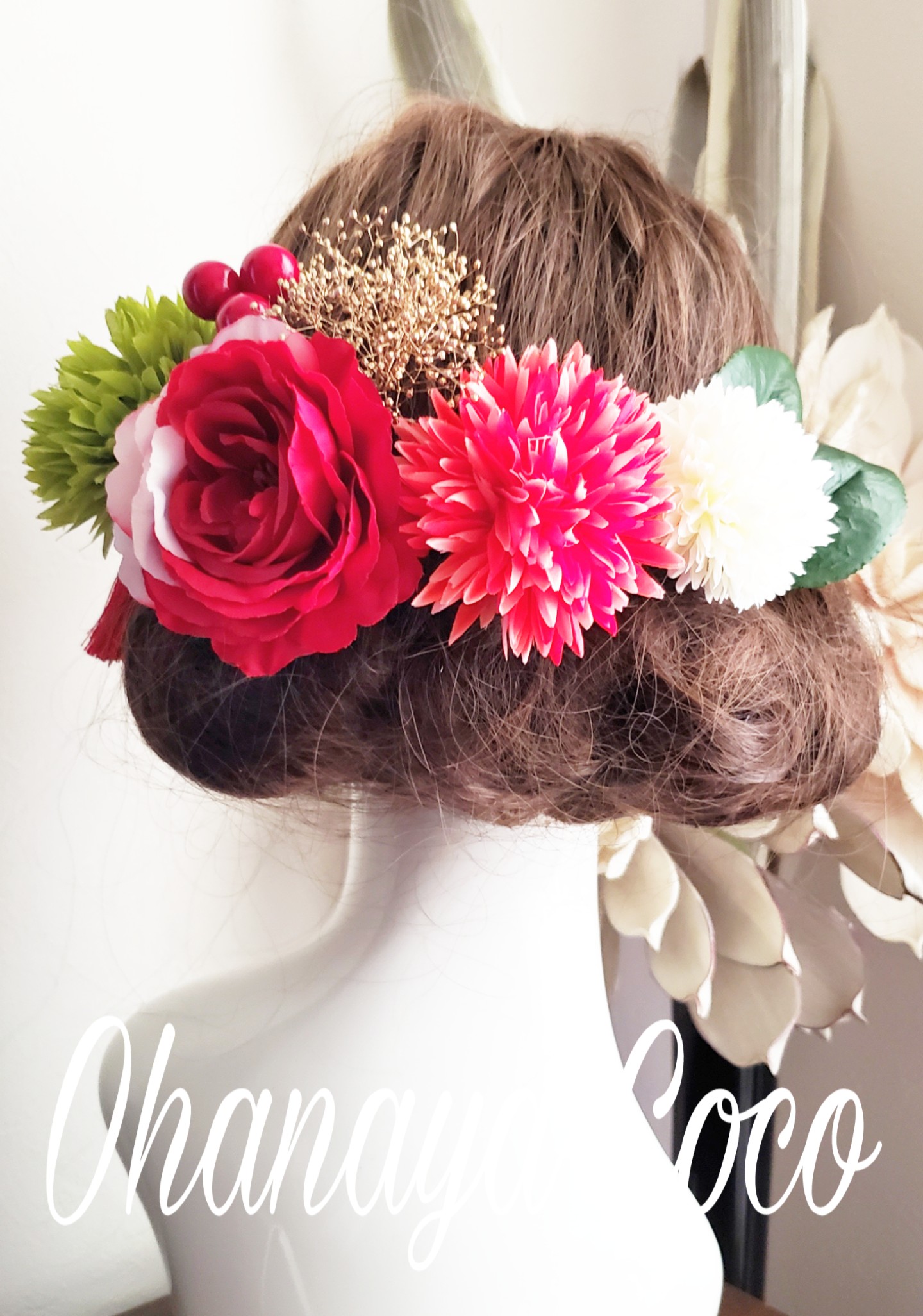 花kirari 椿とマムの髪飾り9点set No766 Iichi ハンドメイド クラフト作品 手仕事品の通販