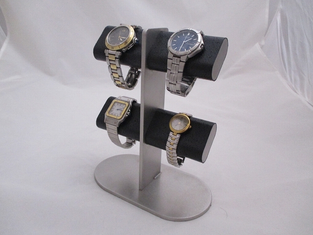 腕時計スタンド 4本掛け楕円パイプ、台座も楕円腕時計スタンド ブラック 20201021 | iichi ハンドメイド・クラフト作品・手仕事品の通販