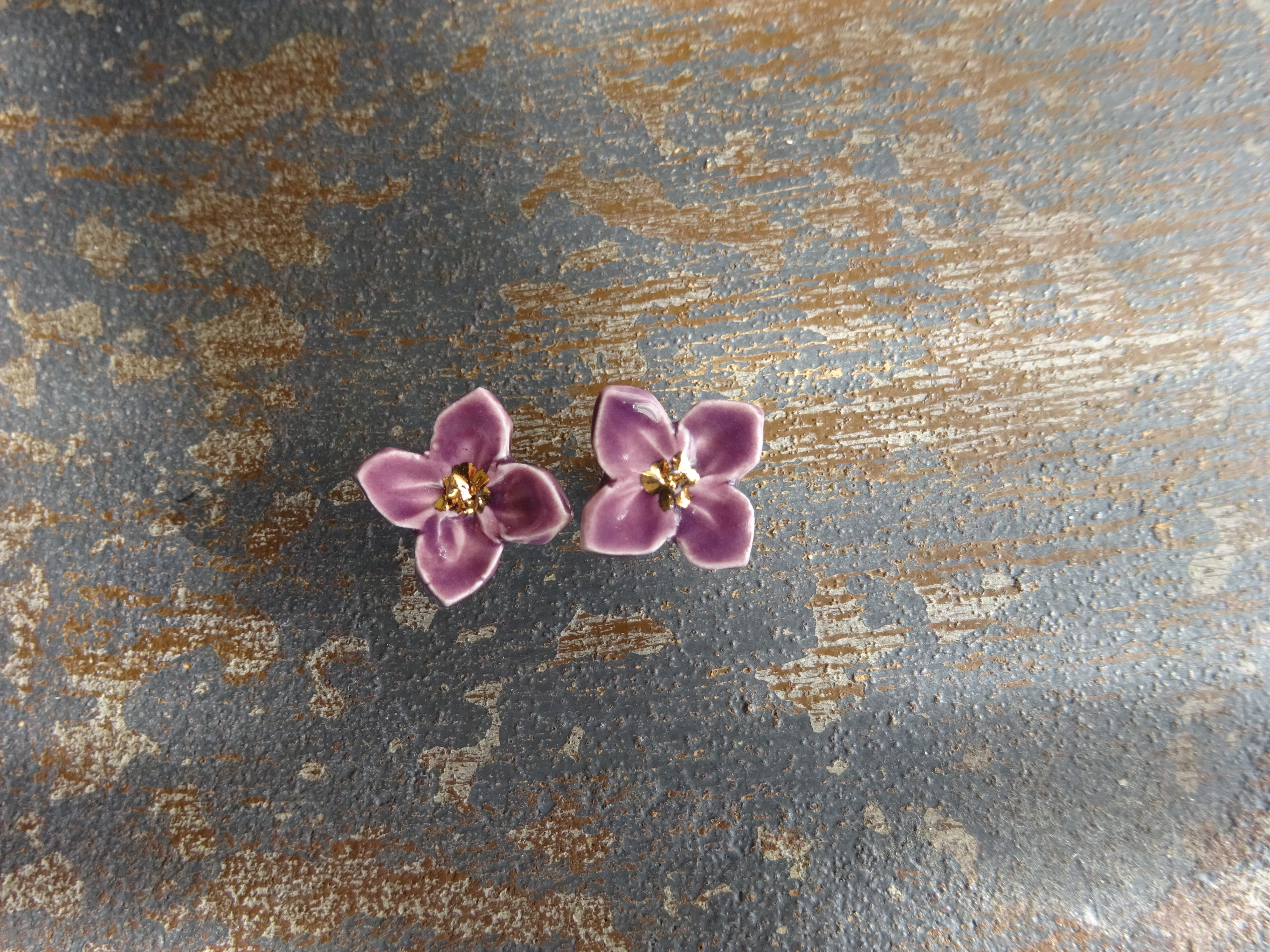 小さい花のpieace Earring 紫 Iichi ハンドメイド クラフト作品 手仕事品の通販
