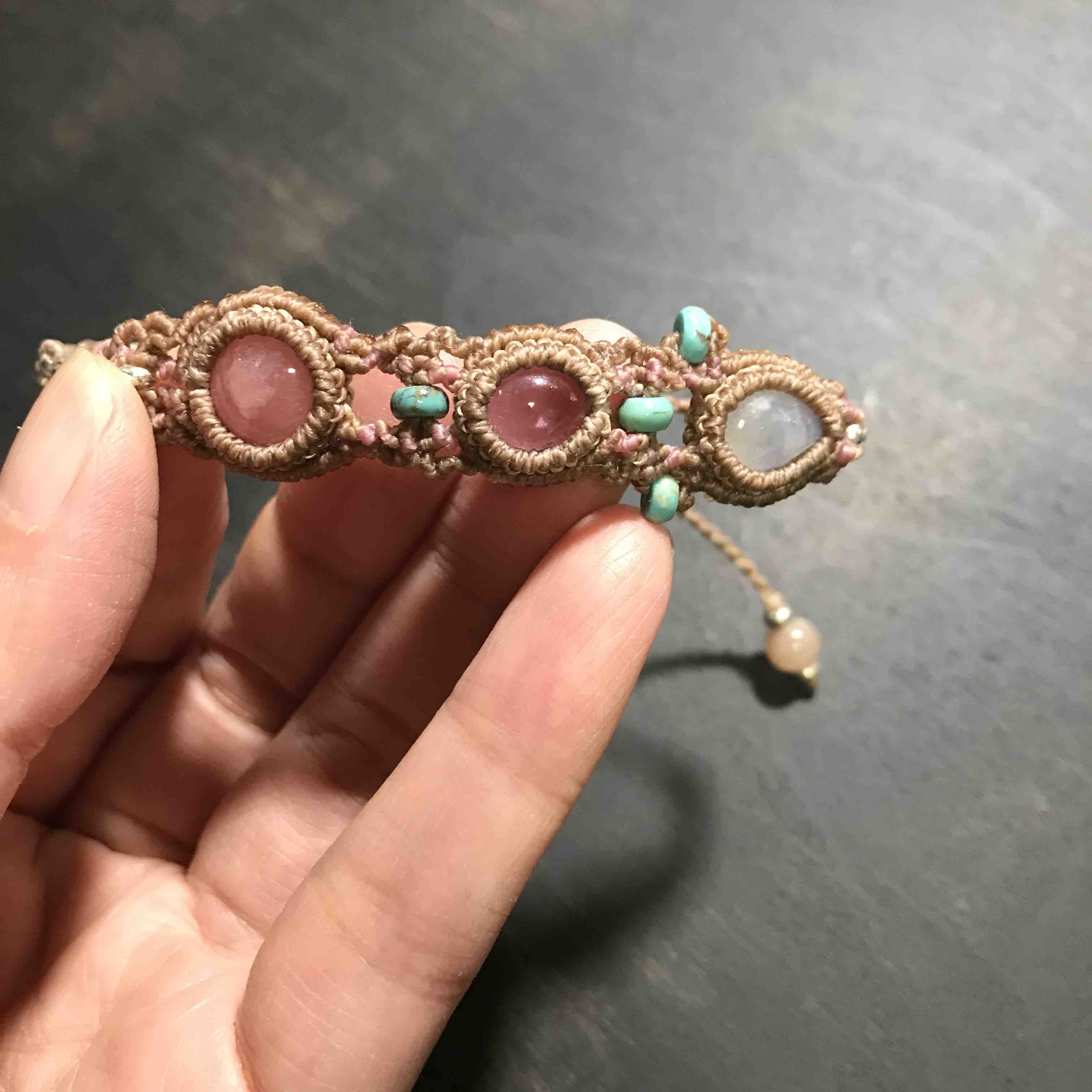 628 三連ブレスレット インカローズ アメジスト レインボームーンストーン Iichi ハンドメイド クラフト作品 手仕事品の通販